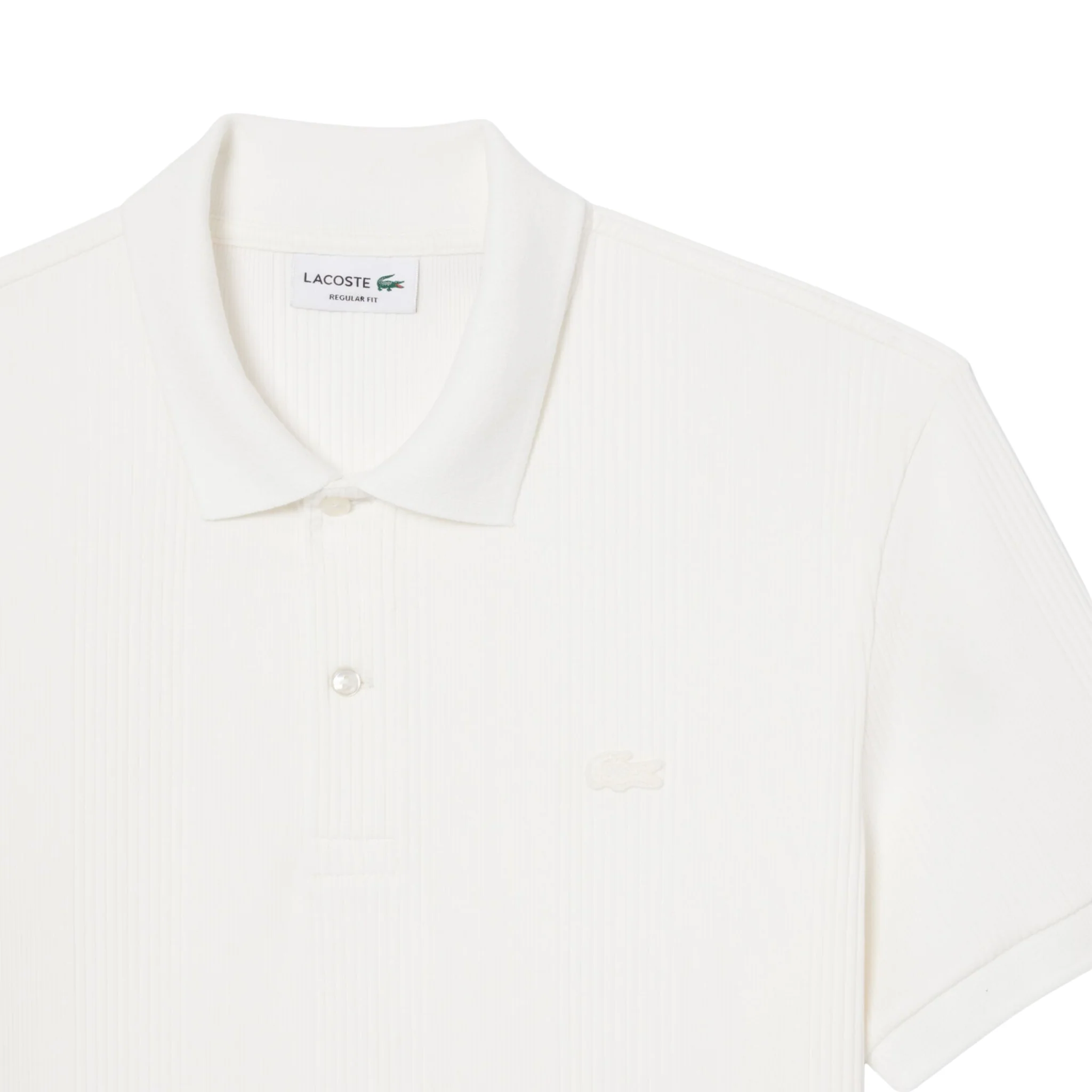 Mens Lacoste Flour Ribbed Cotton Regular Fit S/s Polo - Image 2