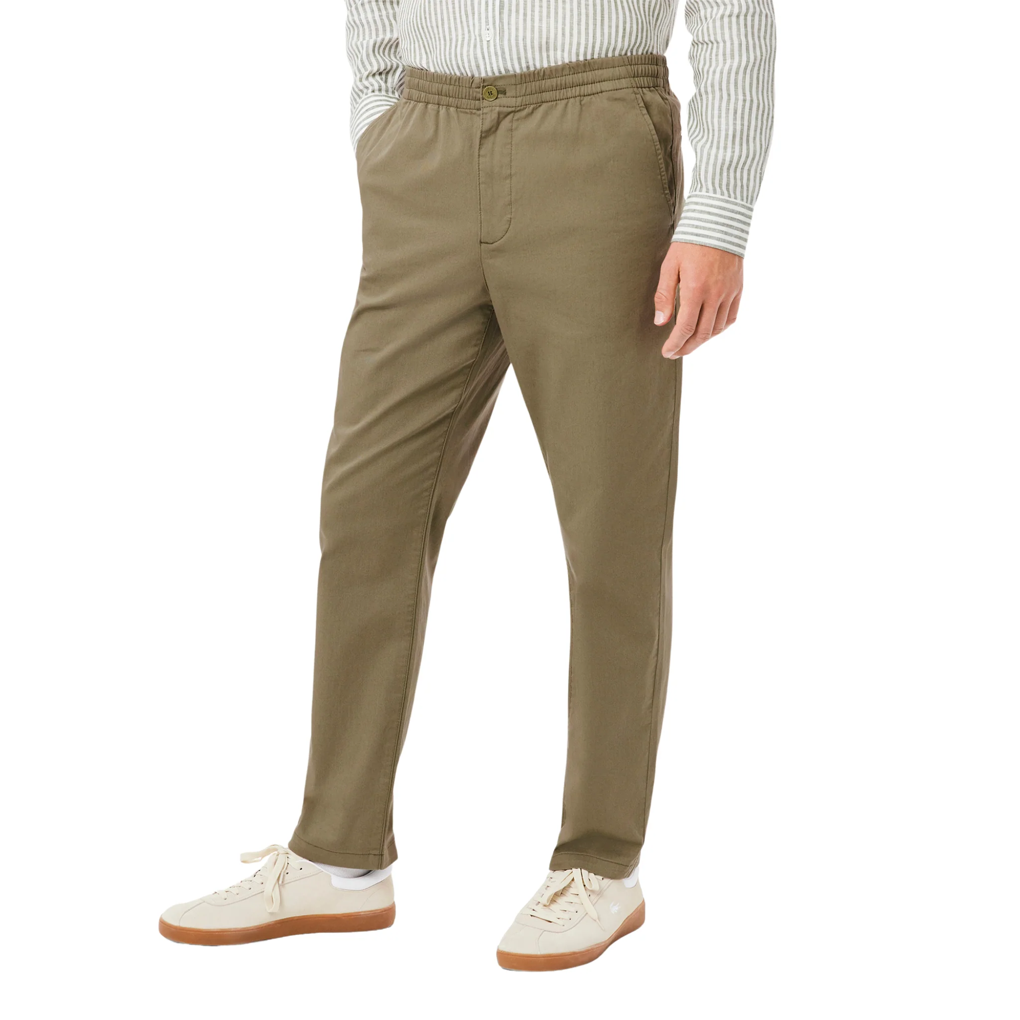 Mens Lacoste Khaki Casual Pull-On Trousers - Image 2