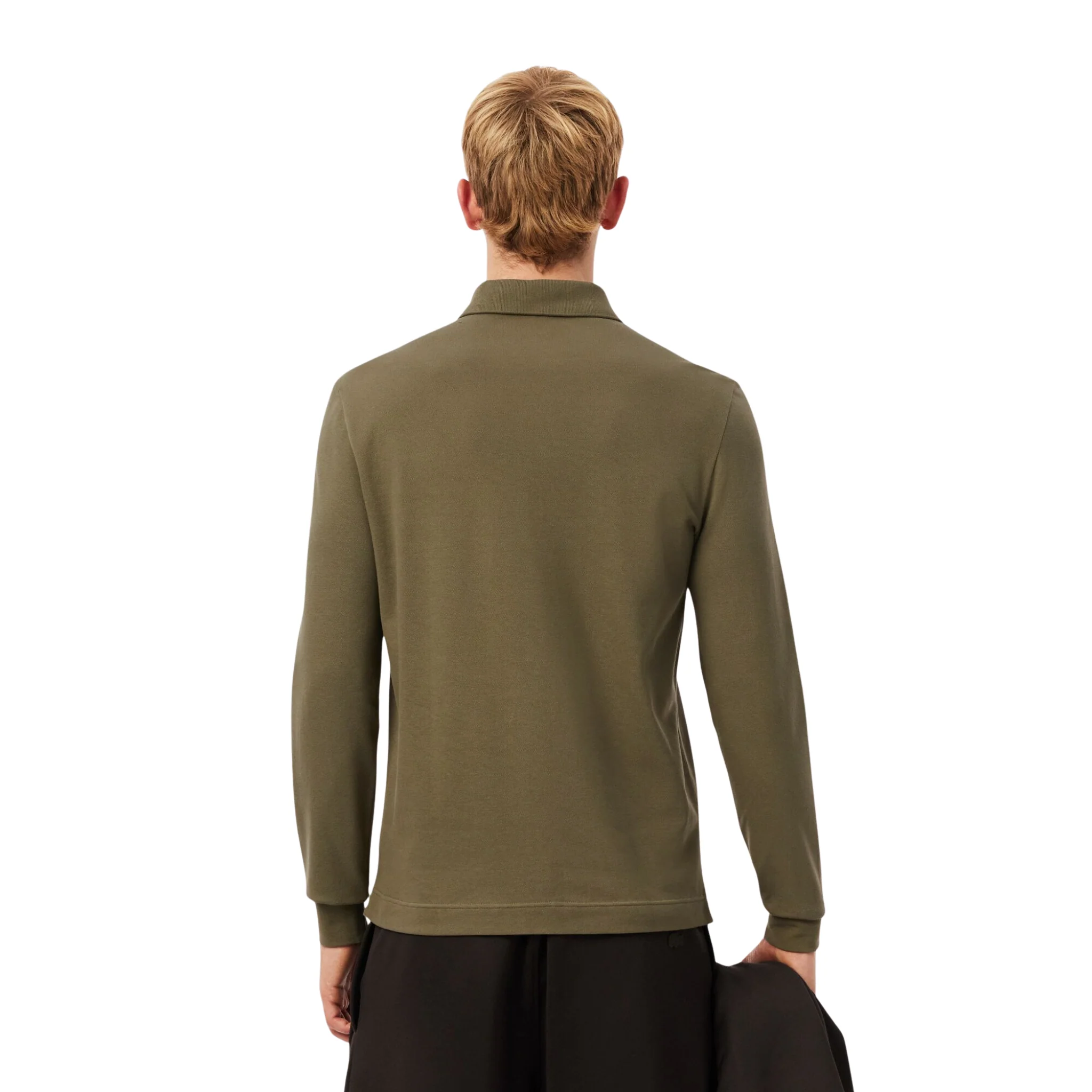 Mens Lacoste Khaki Green Paris Stretch Reg Fit L/s Polo Shirt - Image 6