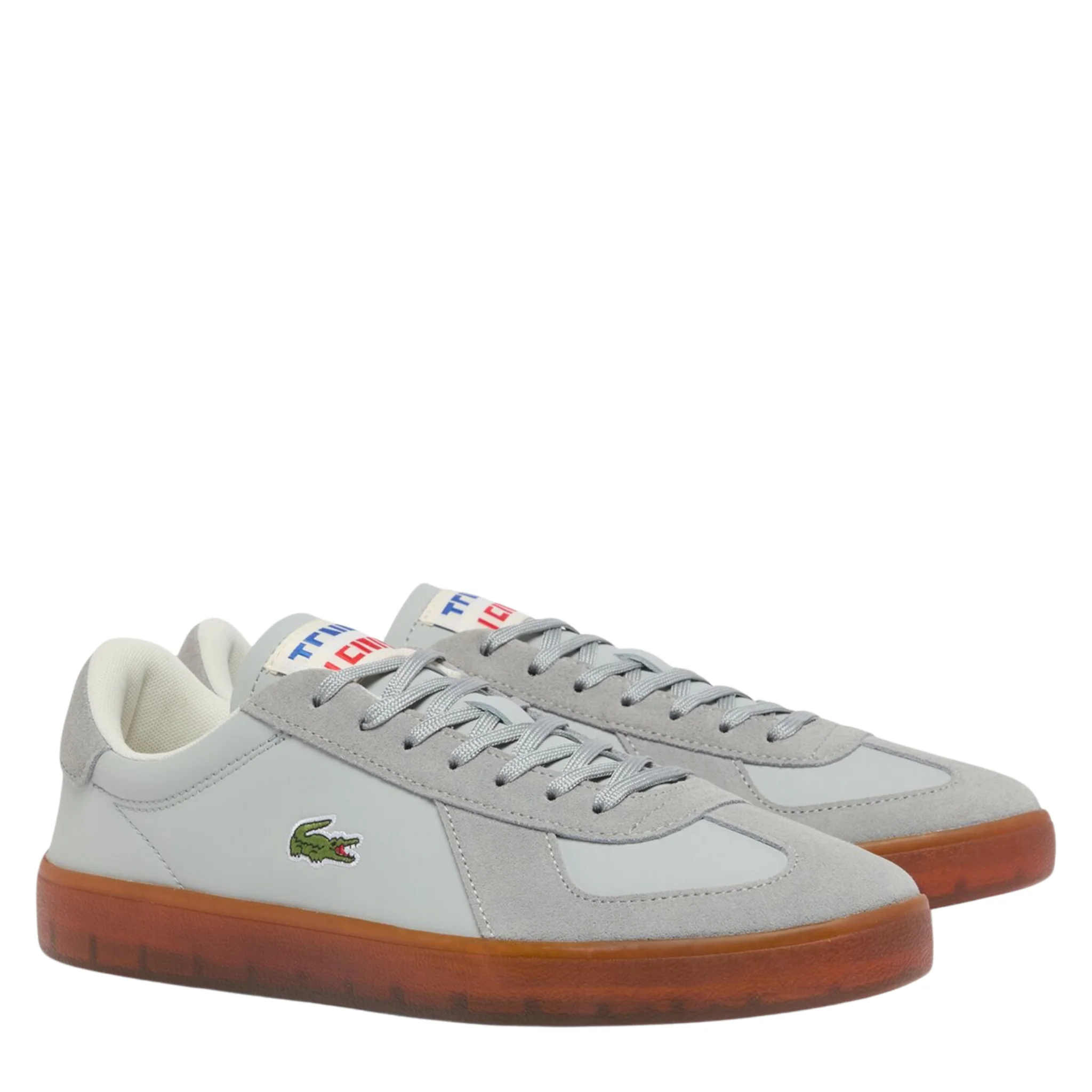 Mens Lacoste Light Grey/Gum Baseshot Pro Trainers - Image 2