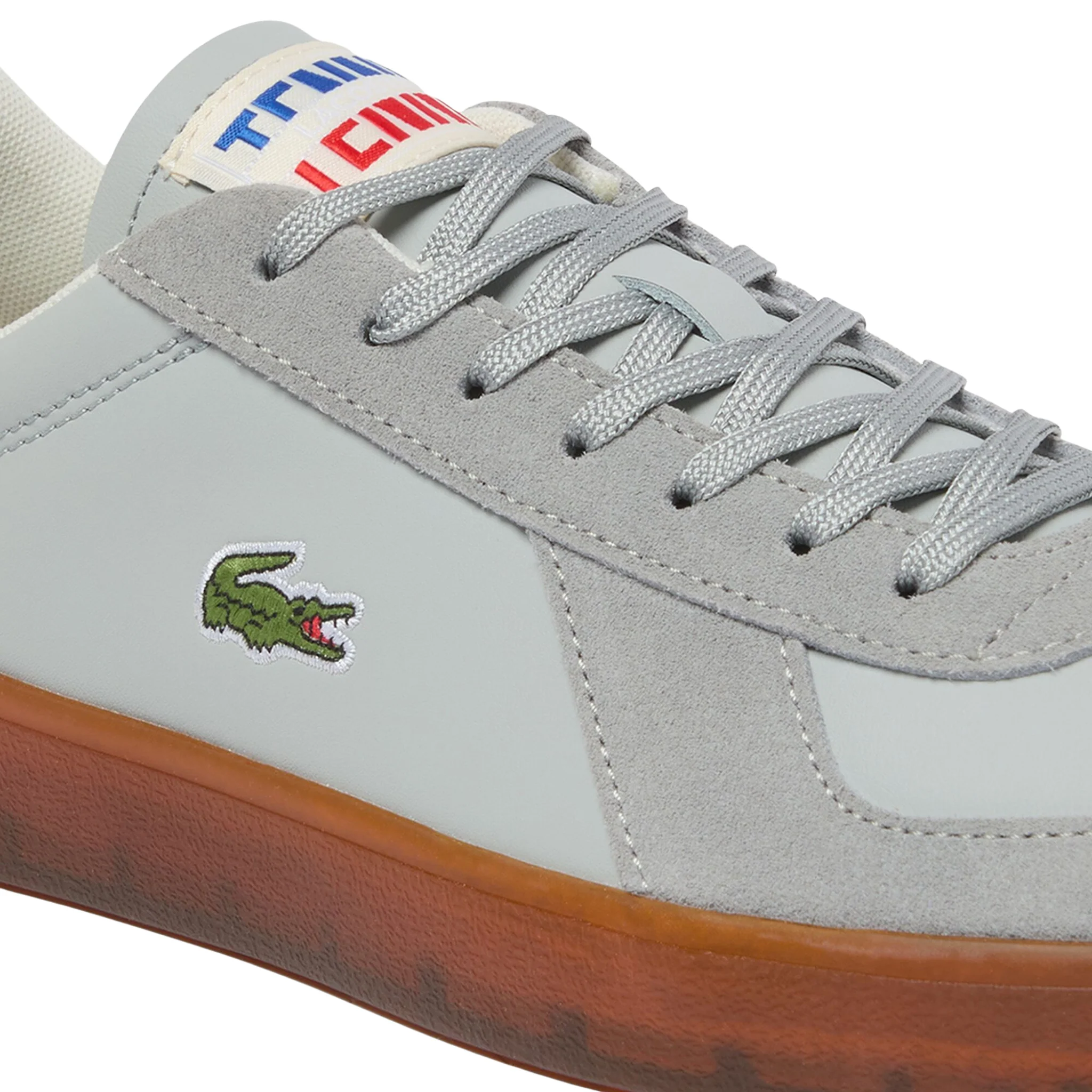 Mens Lacoste Light Grey/Gum Baseshot Pro Trainers - Image 6