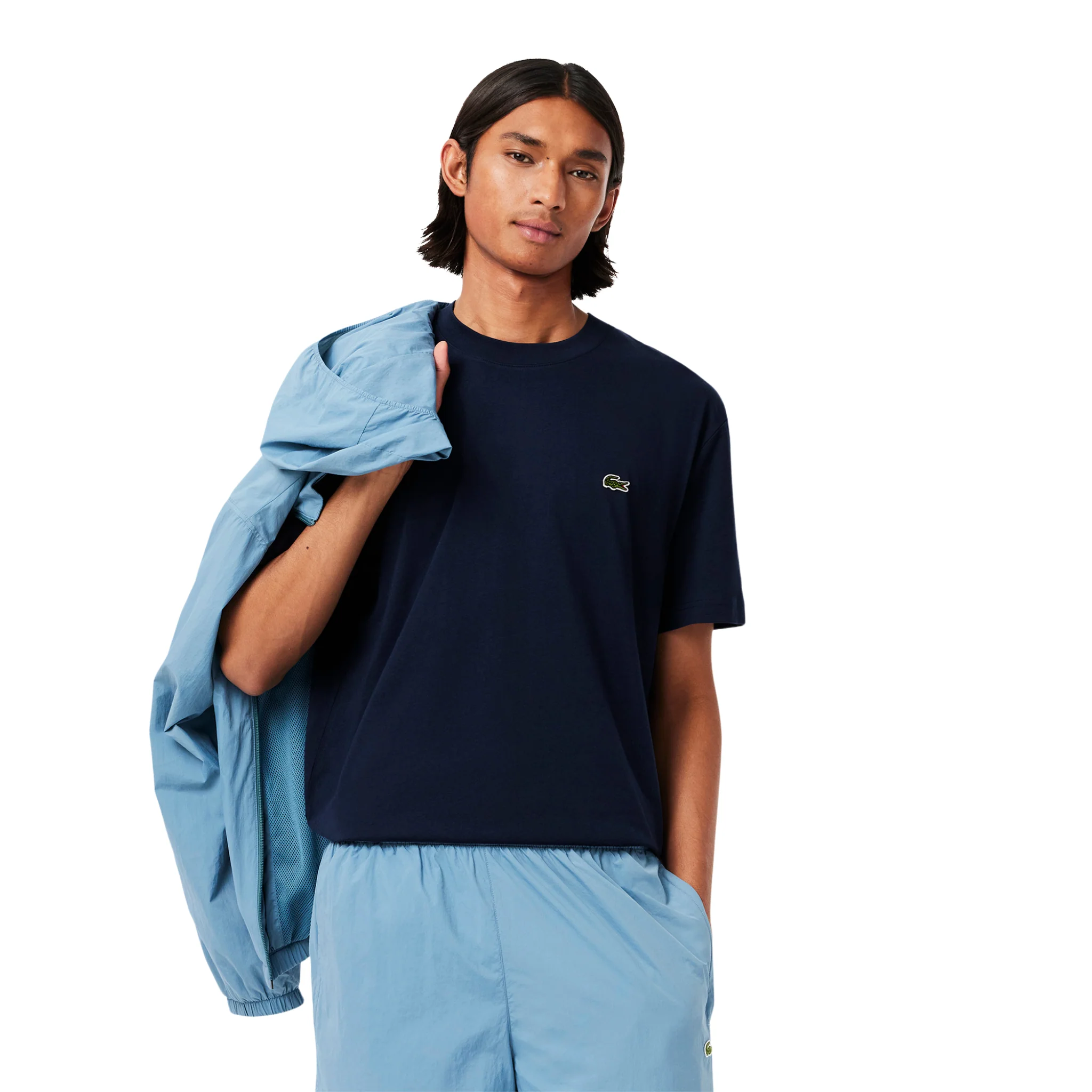 Mens Lacoste Navy Blue Classic Fit Mid Weight S/s T Shirt - Image 4
