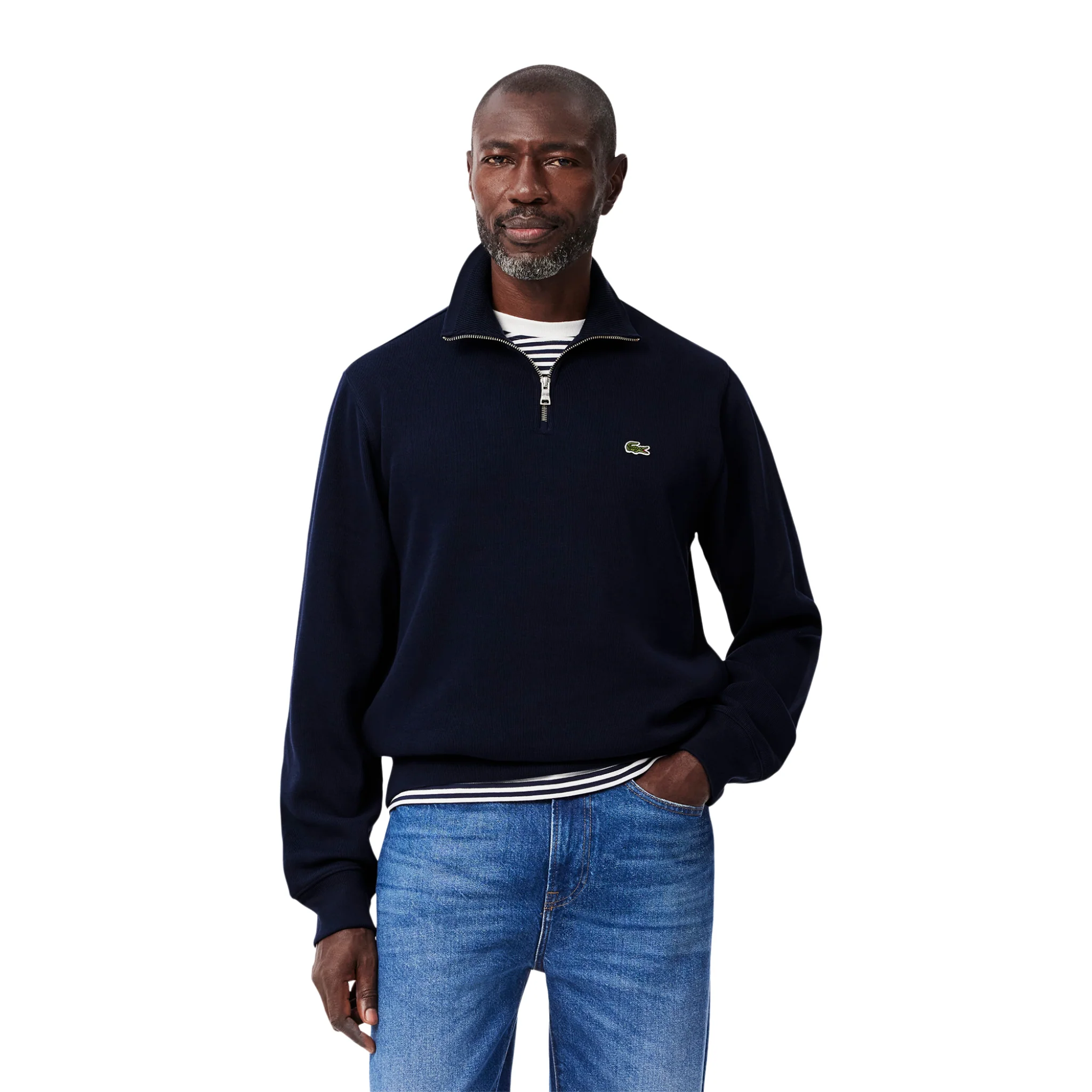 Mens Lacoste Navy Blue Classic Half Zip Sweatshirt - Image 4