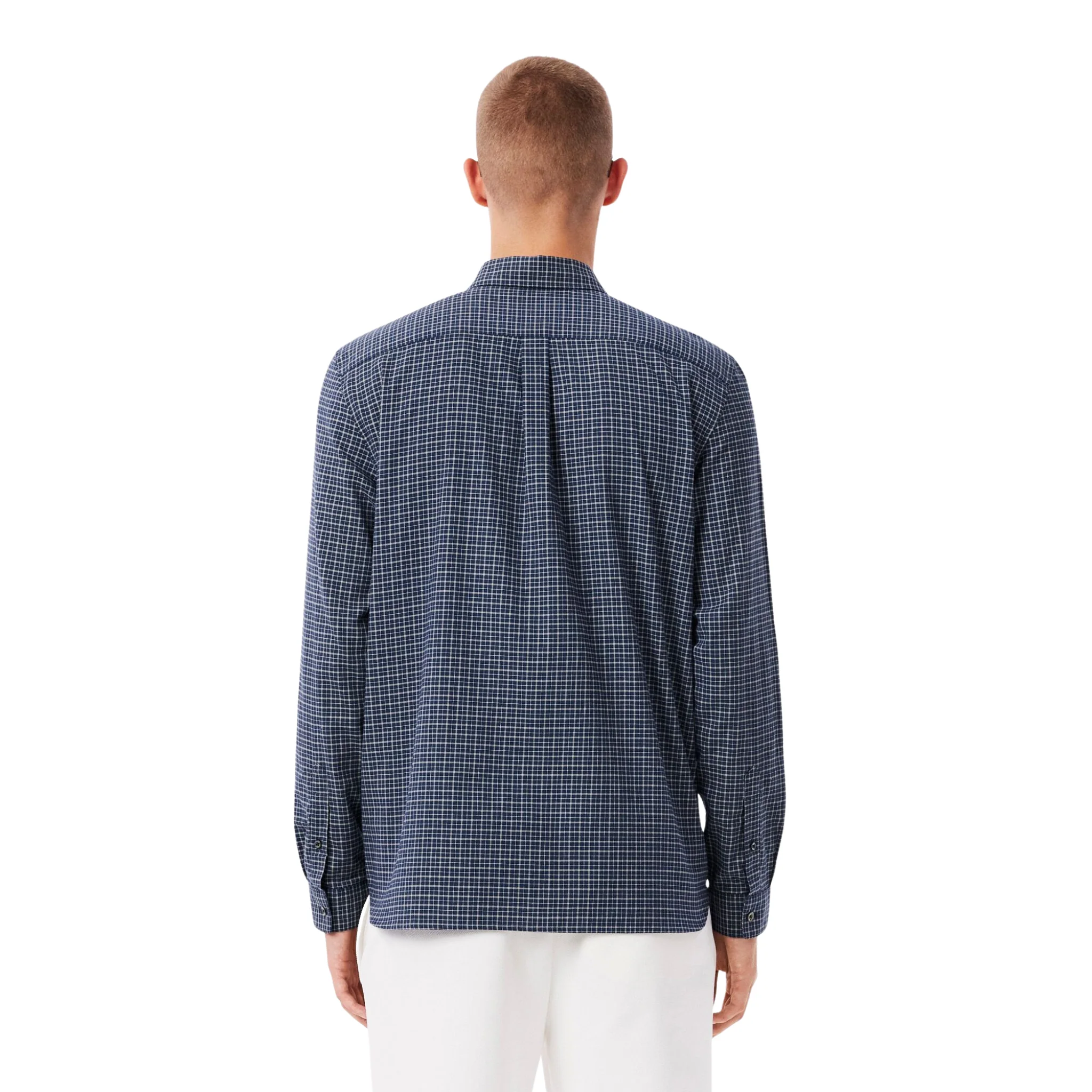 Mens Lacoste Navy/Flour Check Regular Fit L/s Shirt - Image 5