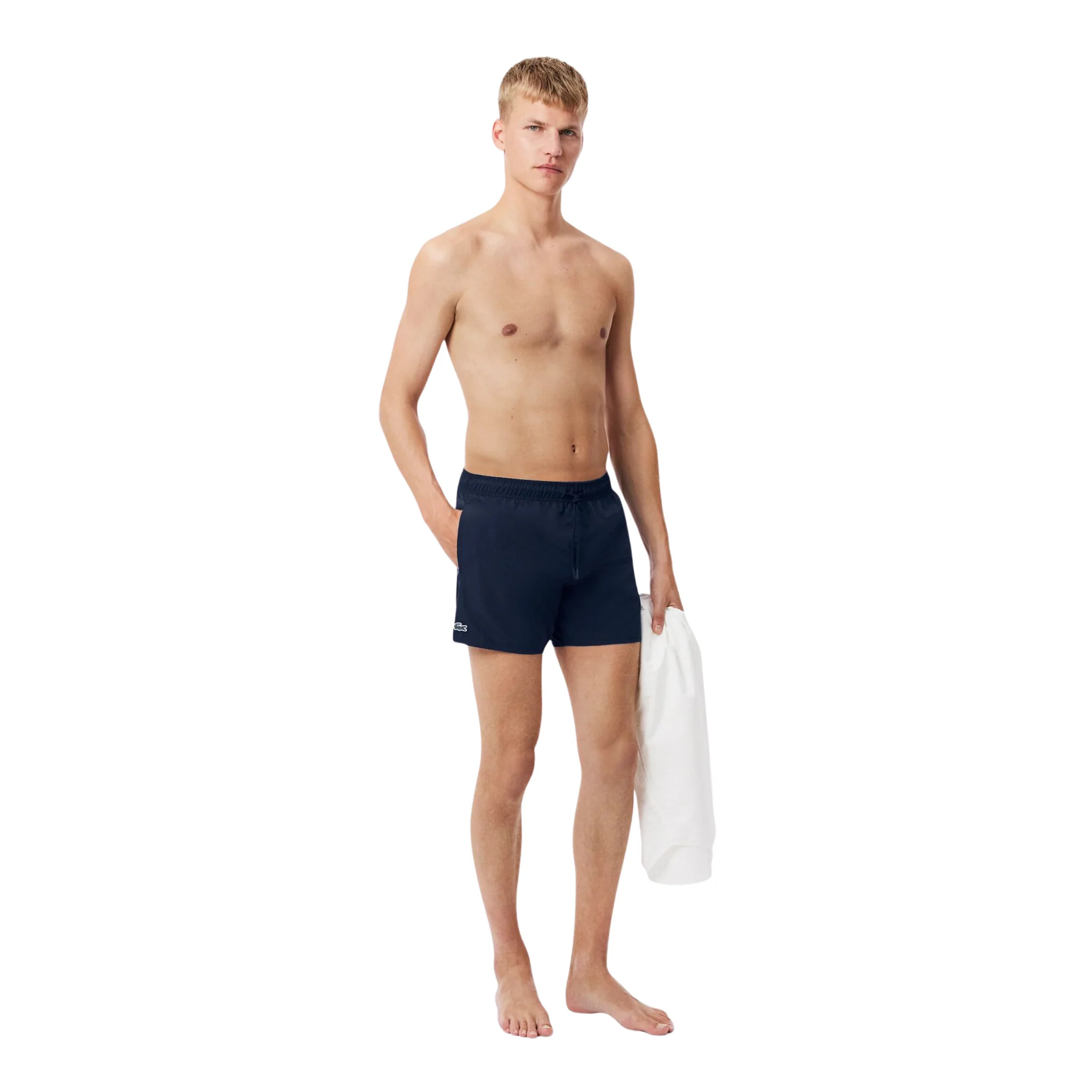 Mens Lacoste Navy/Green Quick-Dry Swim Shorts - Image 4