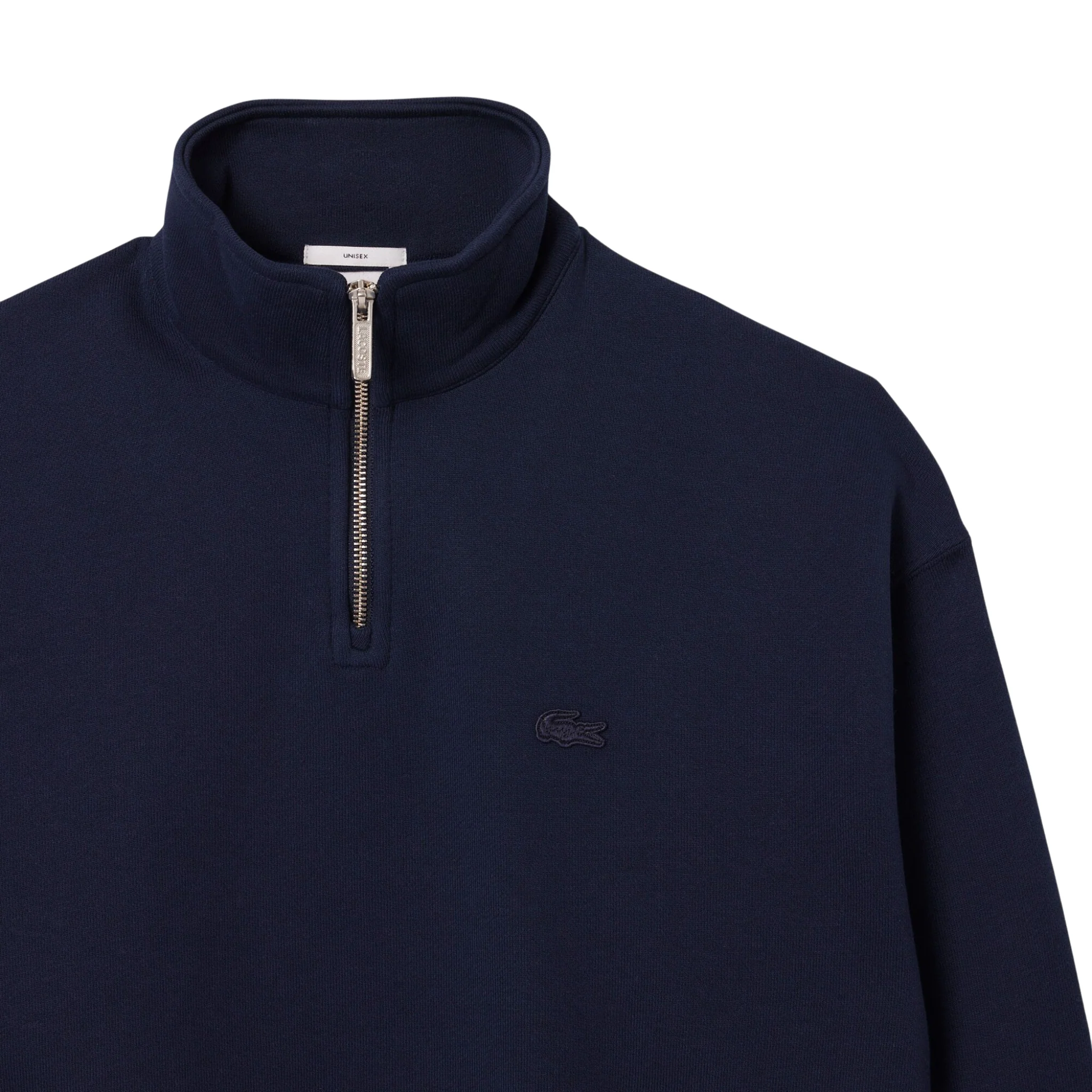 Mens Lacoste Navy Heavy Fleece Half Zip Sweatshirt - Image 3