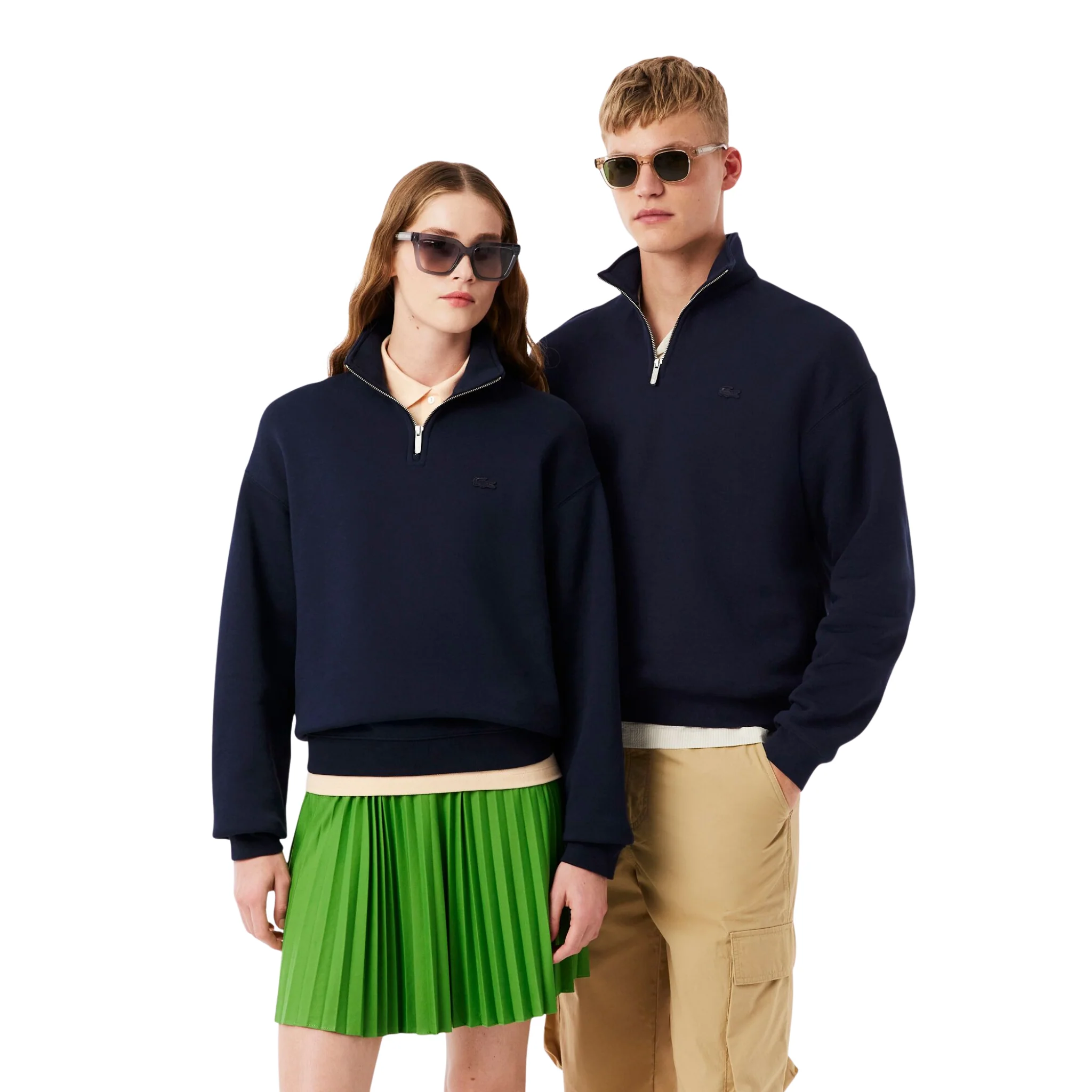 Mens Lacoste Navy Heavy Fleece Half Zip Sweatshirt - Image 5