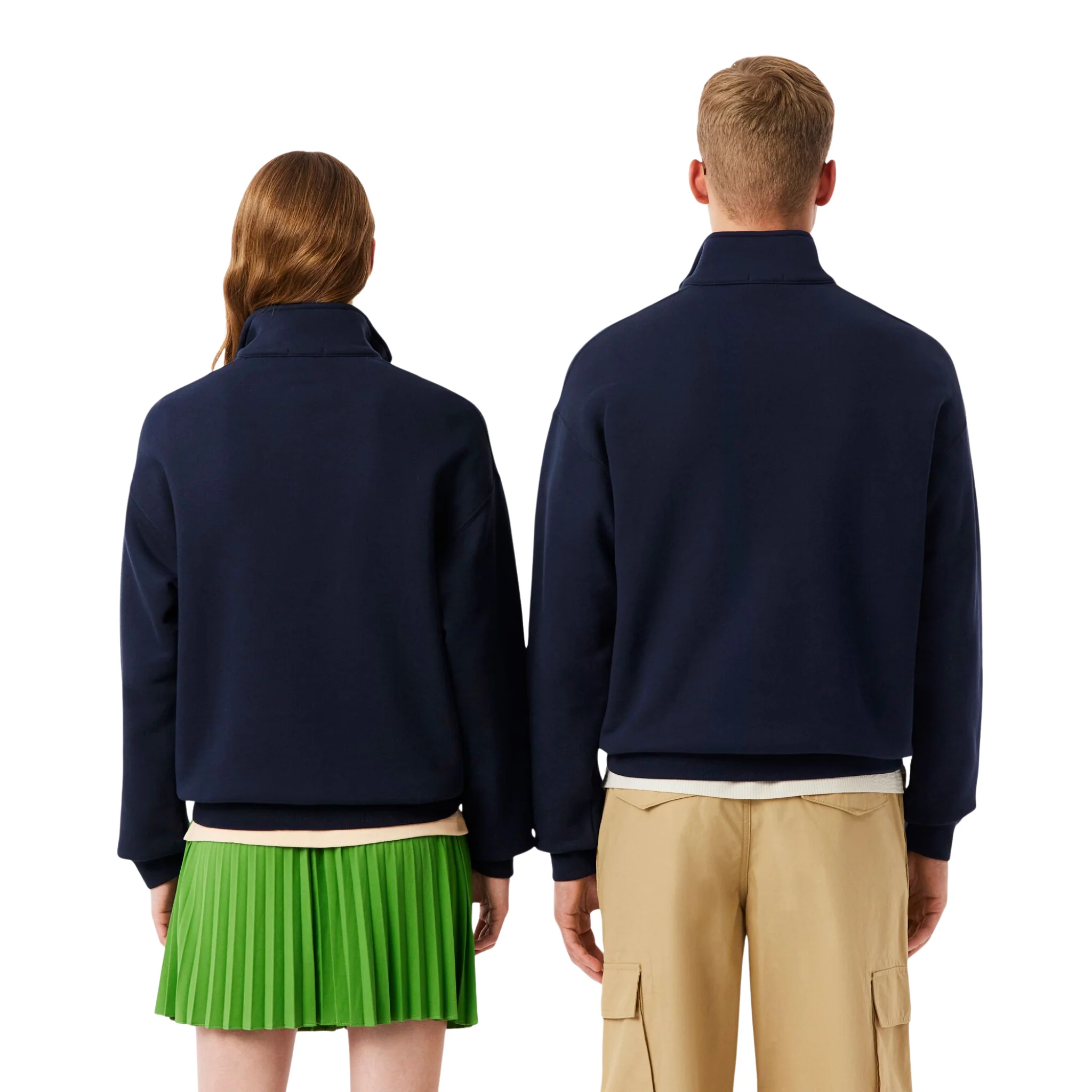Mens Lacoste Navy Heavy Fleece Half Zip Sweatshirt - Image 6