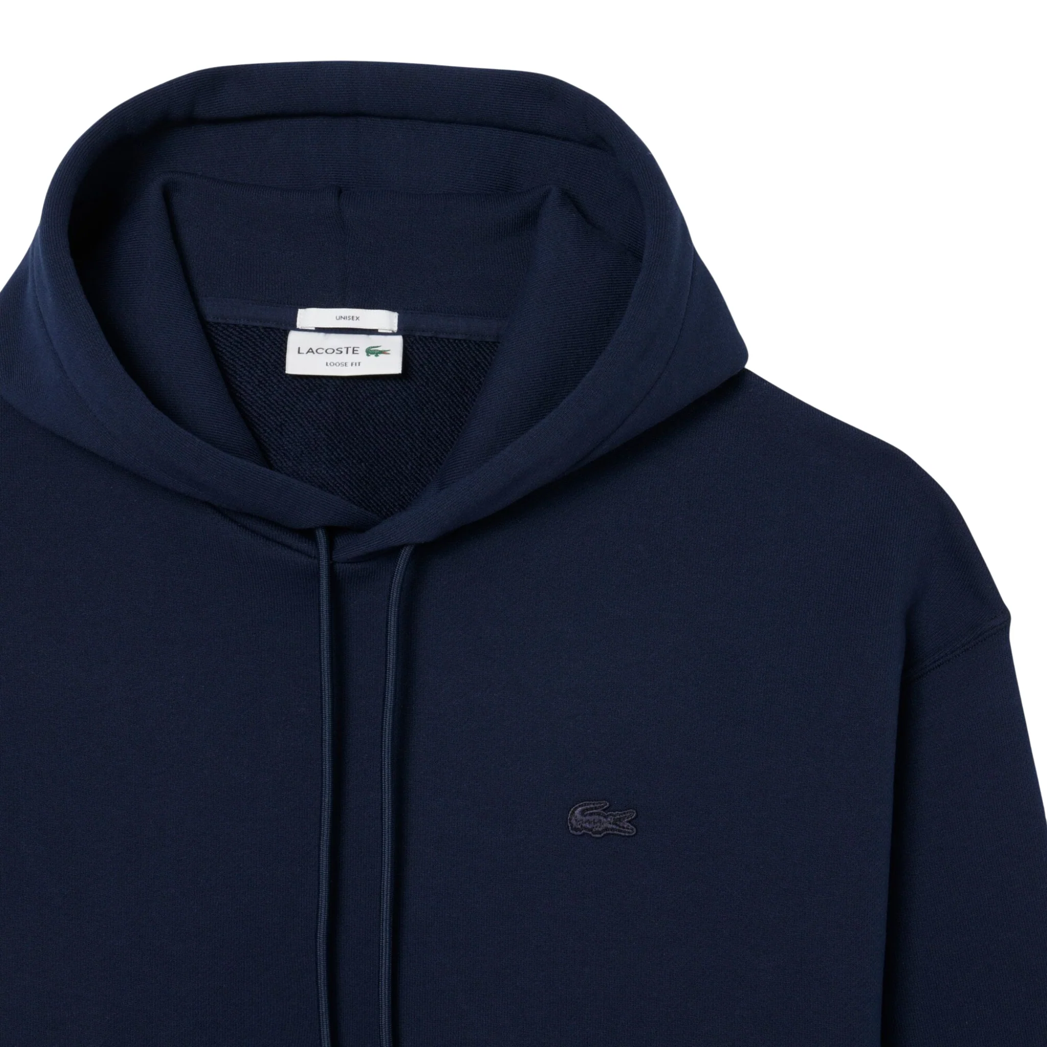 Mens Lacoste Navy Heavy Fleece Hoodie - Image 2