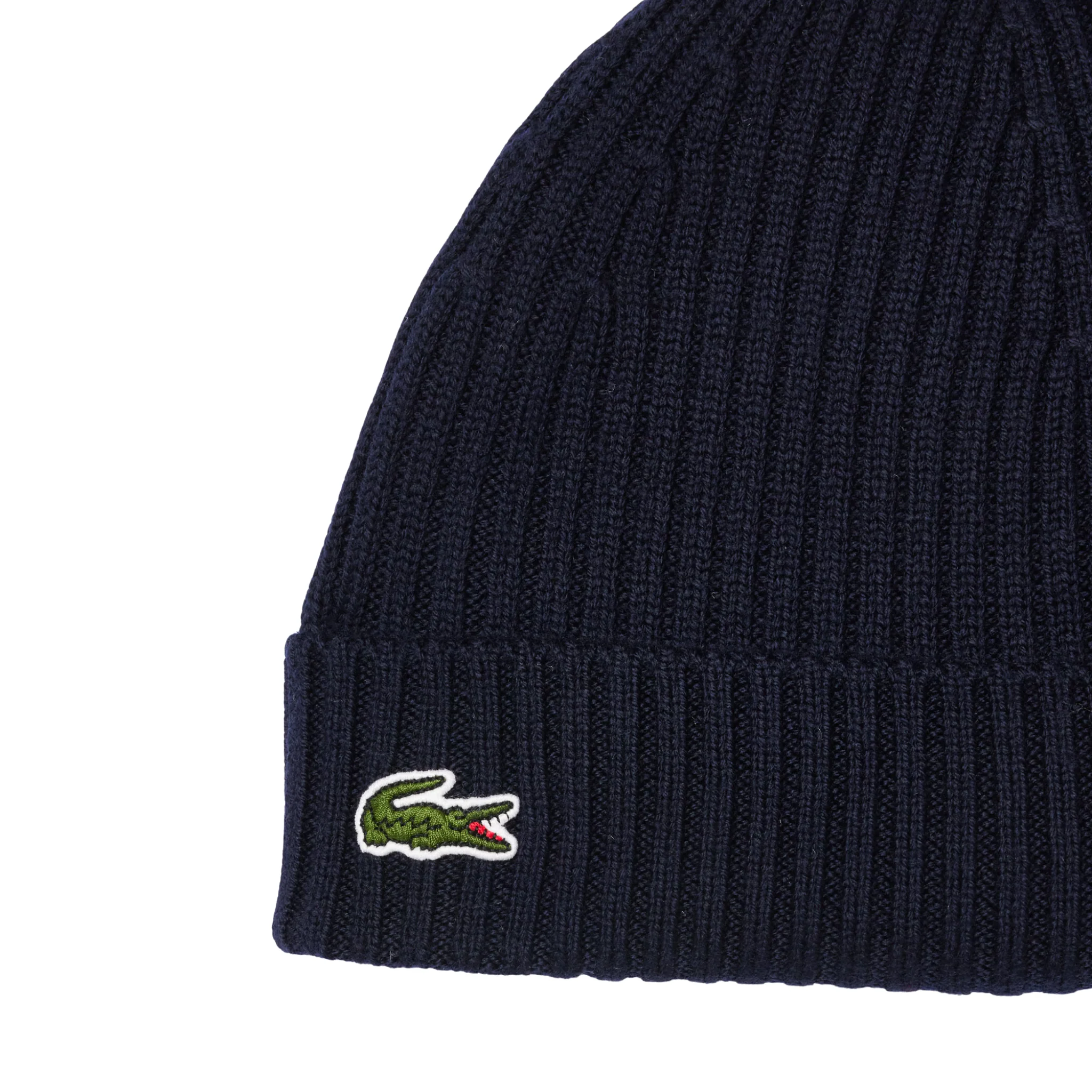 Mens Lacoste Navy Knitted Beanie Hat - Image 2