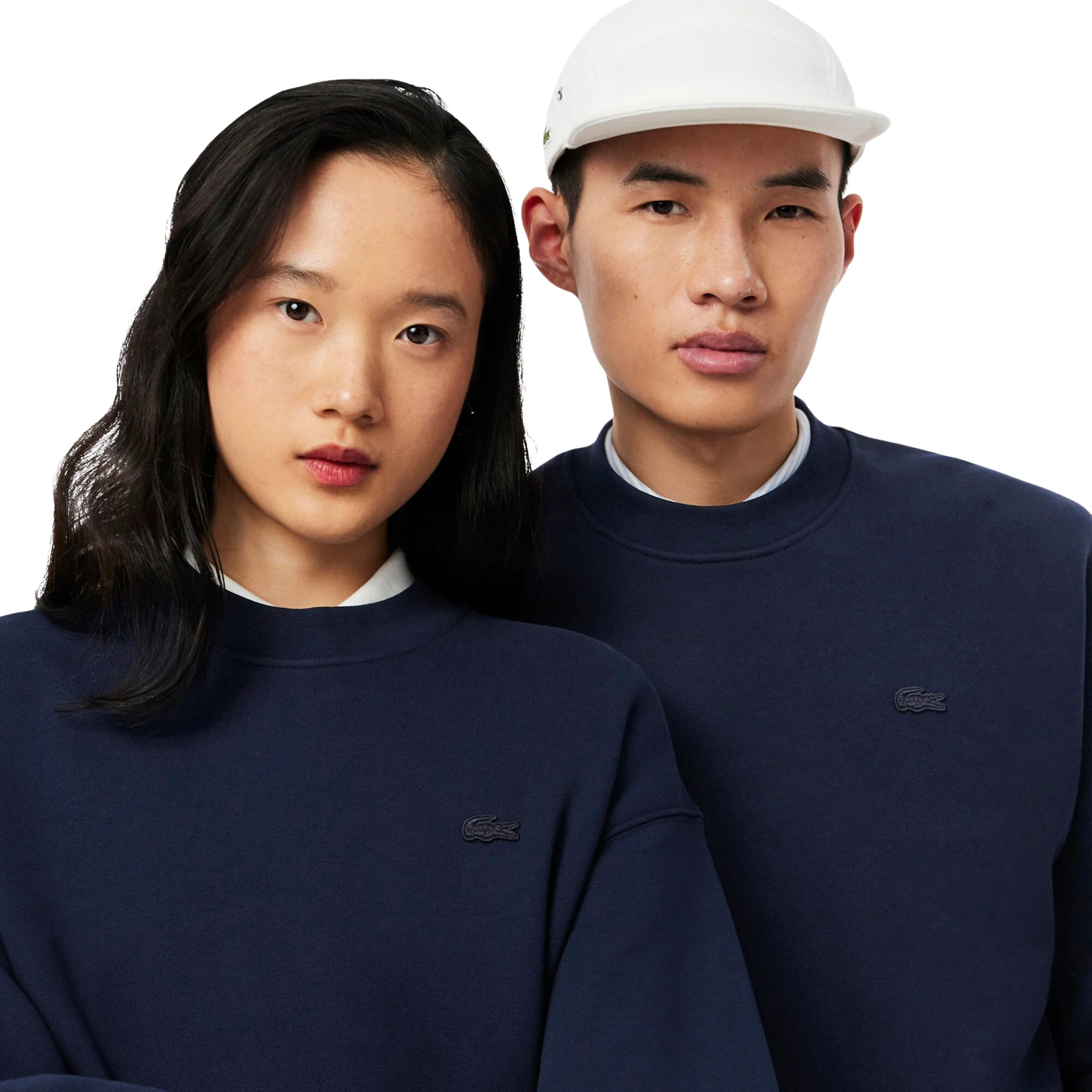 Mens Lacoste Navy Loose Fit Heavy Fleece Sweatshirt - Image 2