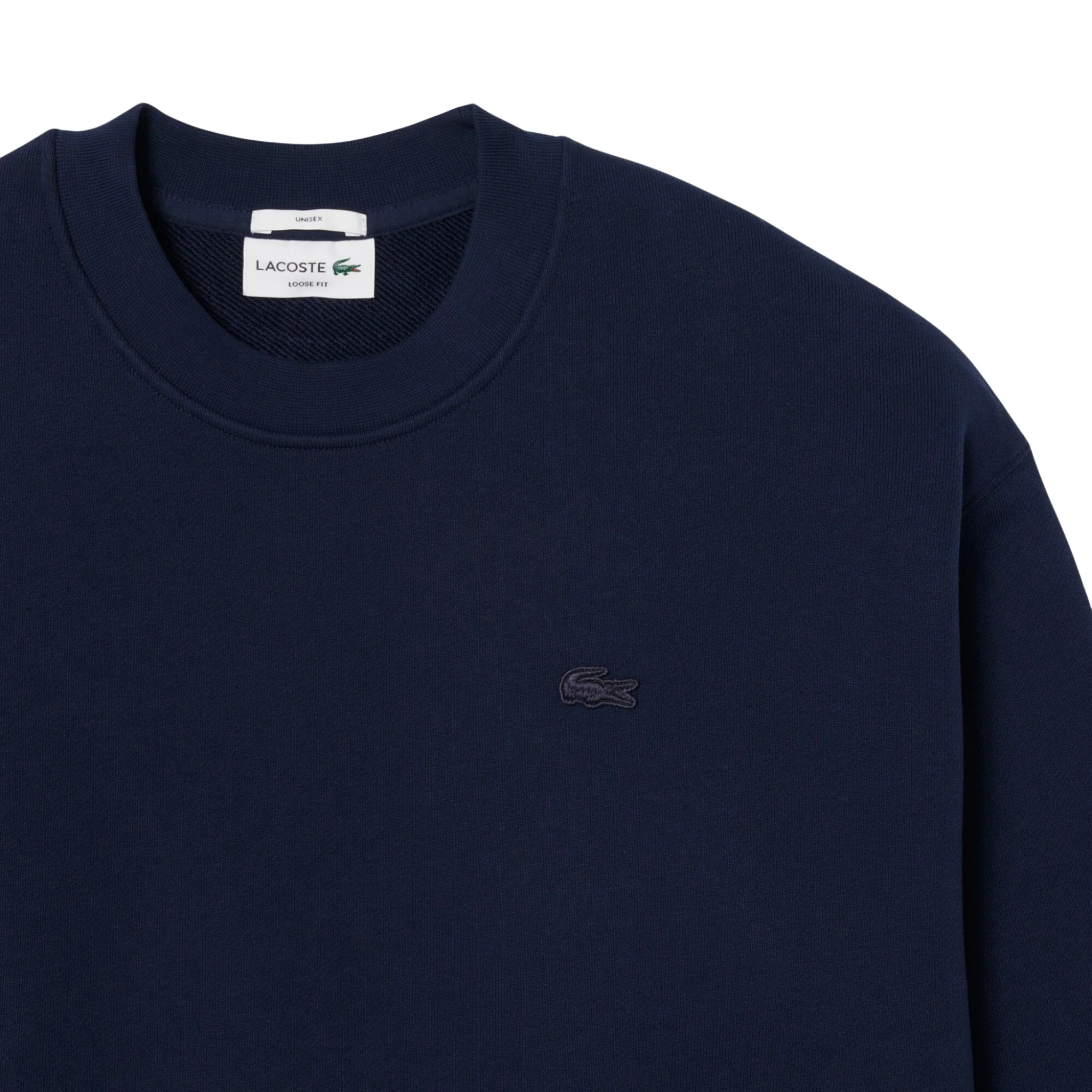 Mens Lacoste Navy Loose Fit Heavy Fleece Sweatshirt - Image 3