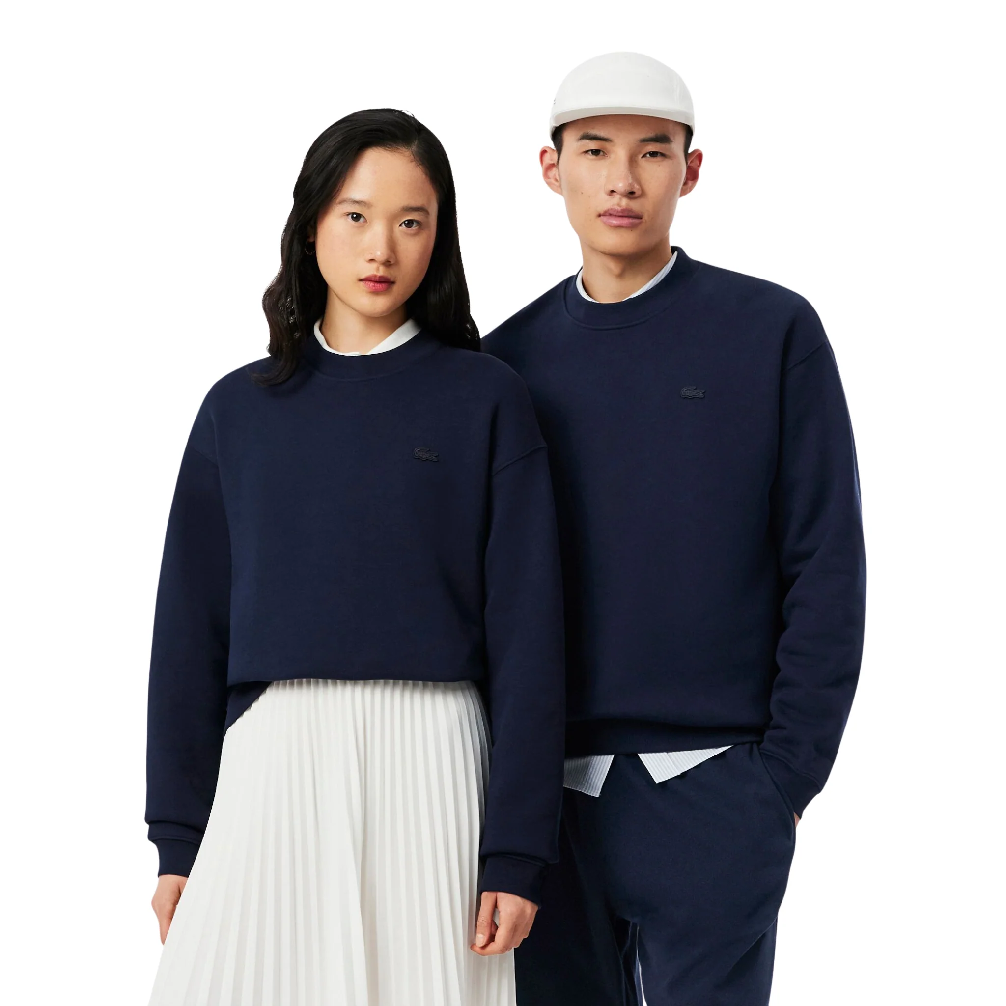 Mens Lacoste Navy Loose Fit Heavy Fleece Sweatshirt - Image 4