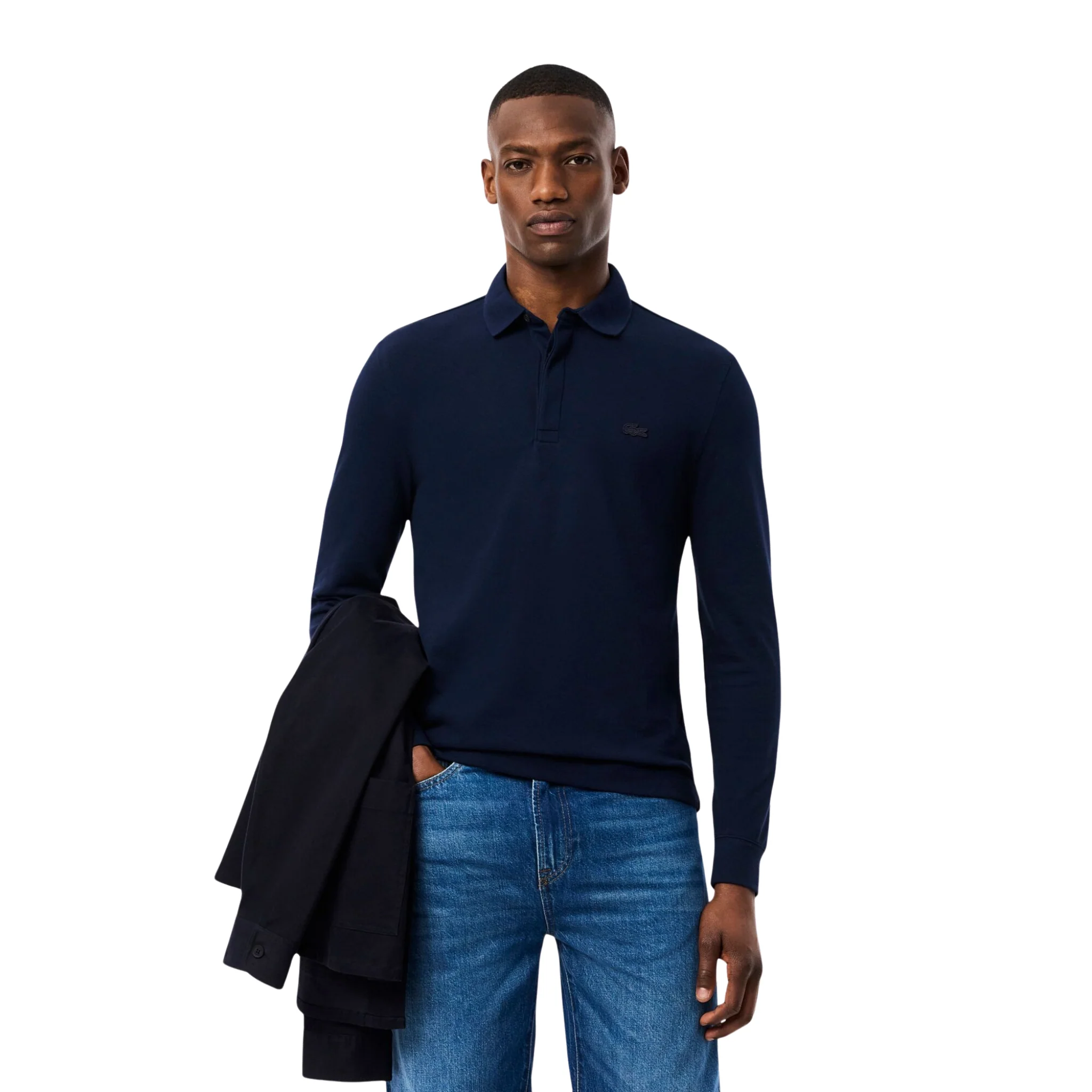 Mens Lacoste Navy Paris Smart Regular Fit L/s Polo Shirt - Image 4