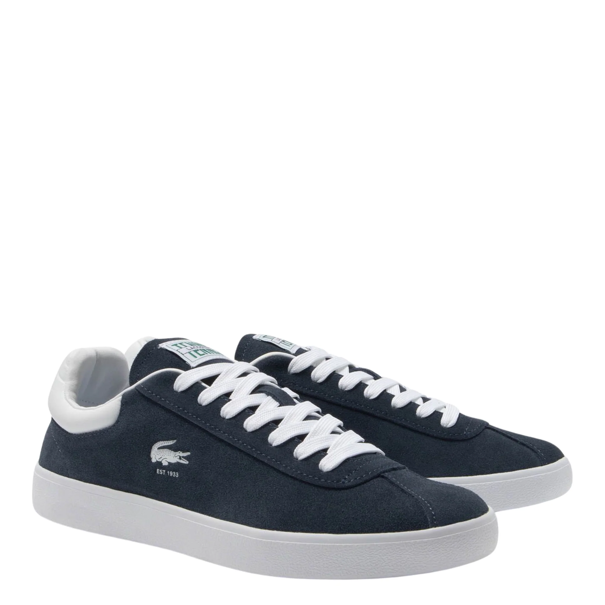 Mens Lacoste Navy/White Baseshot Suede Trainers - Image 2