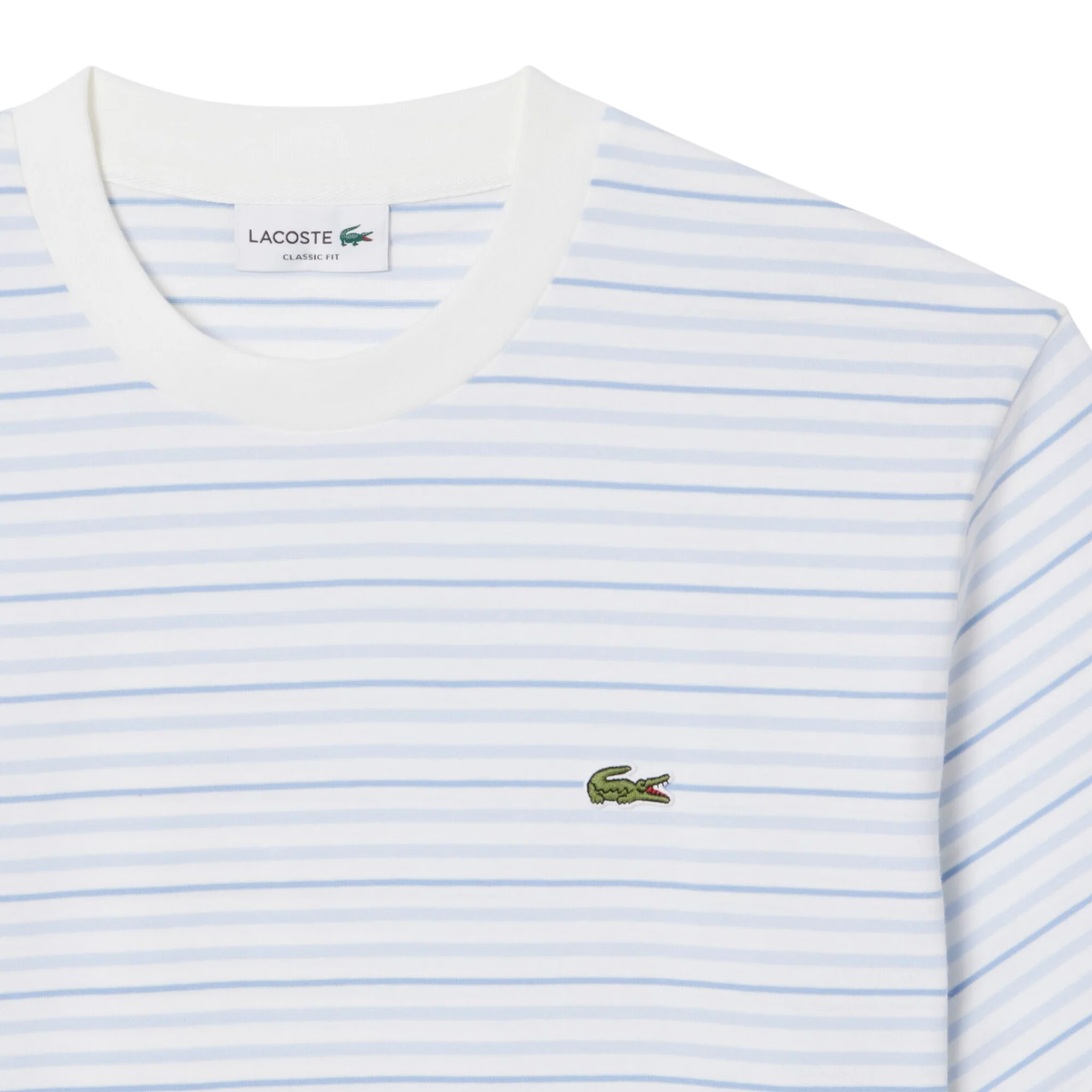 Mens Lacoste Phoenix Blue/Flour Striped Classic Fit S/s T Shirt - Image 2
