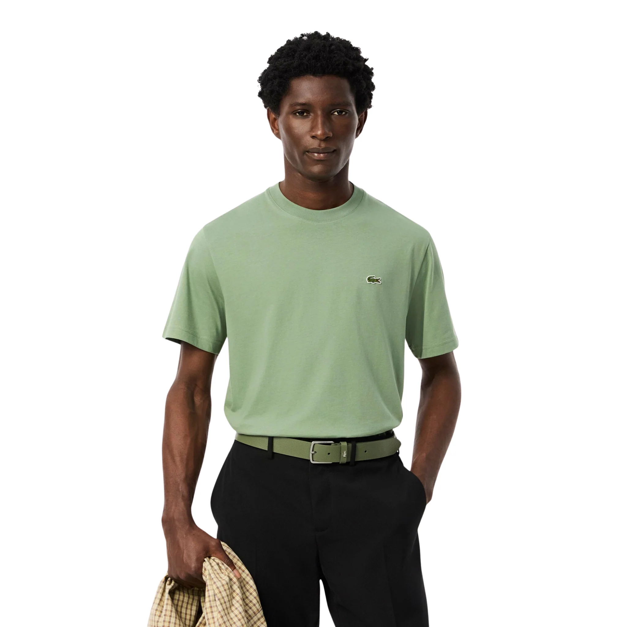 Mens Lacoste Sage Green Cotton Classic Fit S/s T Shirt - Image 2