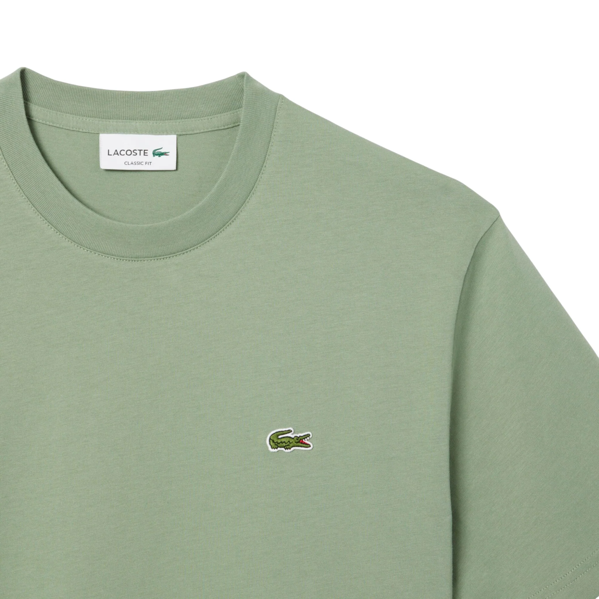 Mens Lacoste Sage Green Cotton Classic Fit S/s T Shirt - Image 3