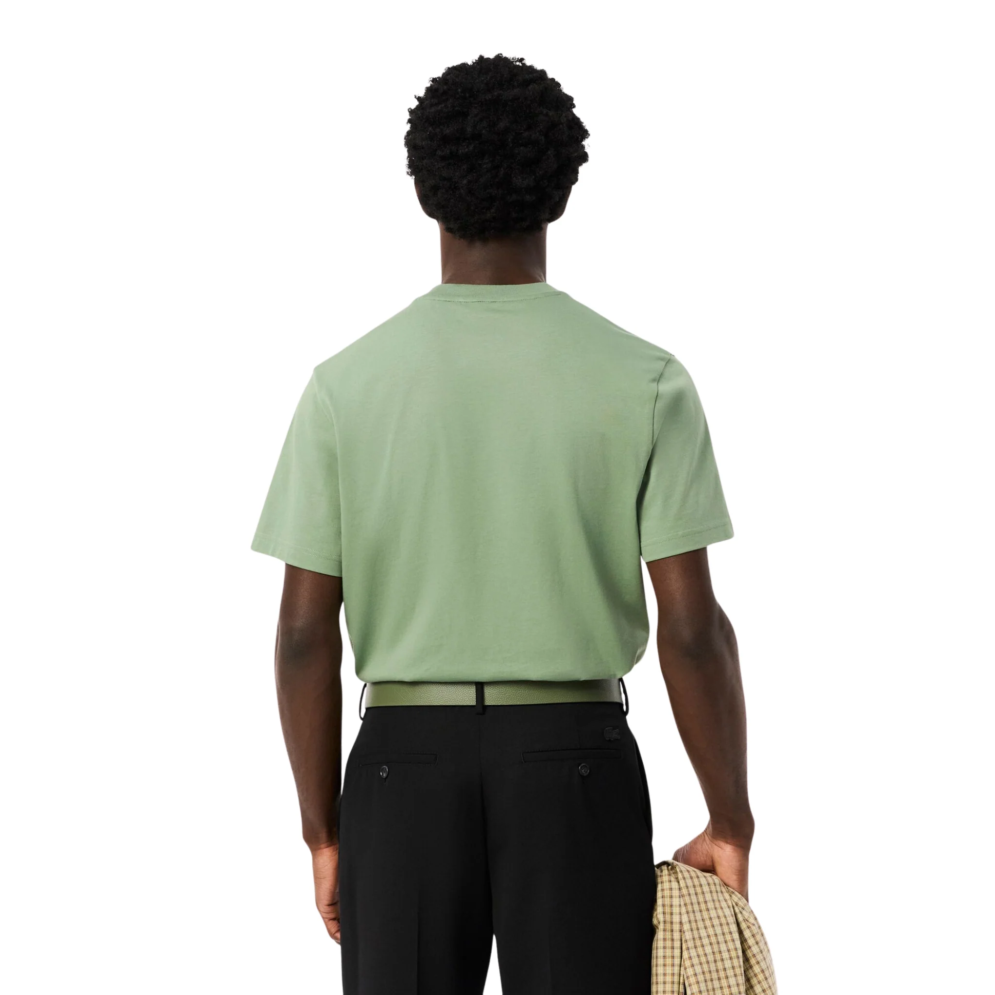 Mens Lacoste Sage Green Cotton Classic Fit S/s T Shirt - Image 4