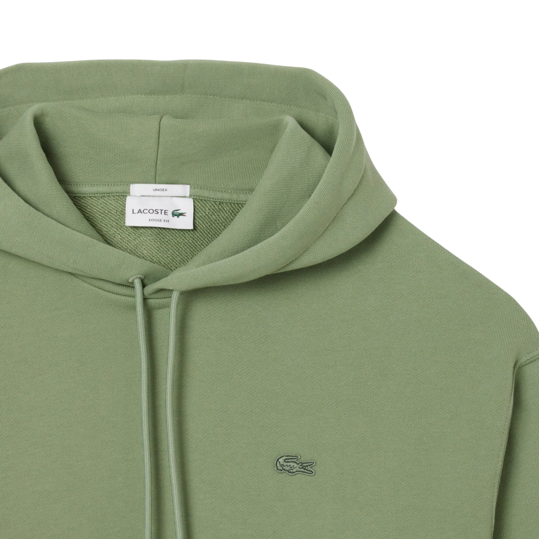 Mens Lacoste Sage Green Heavy Fleece Hoodie - Image 3
