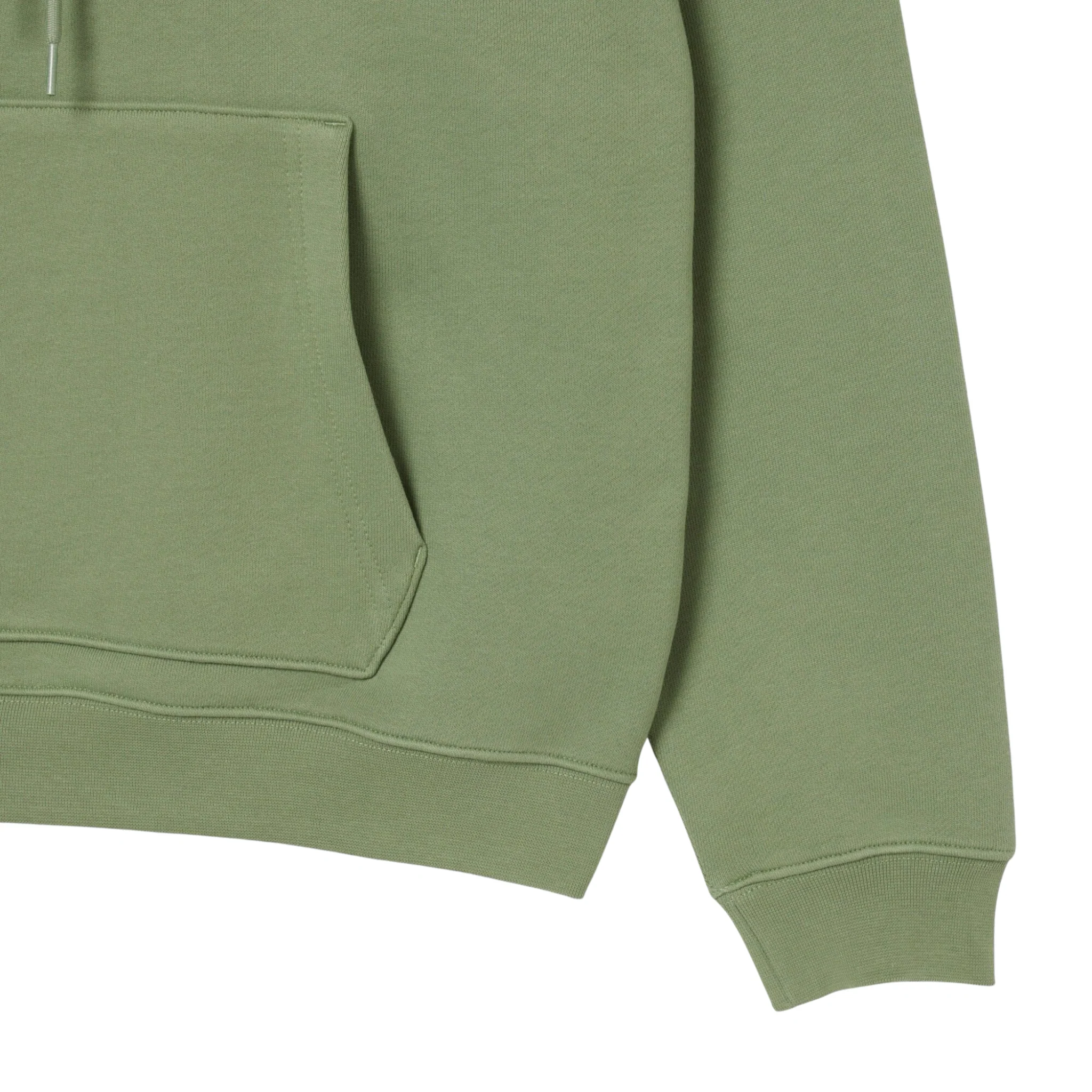 Mens Lacoste Sage Green Heavy Fleece Hoodie - Image 4