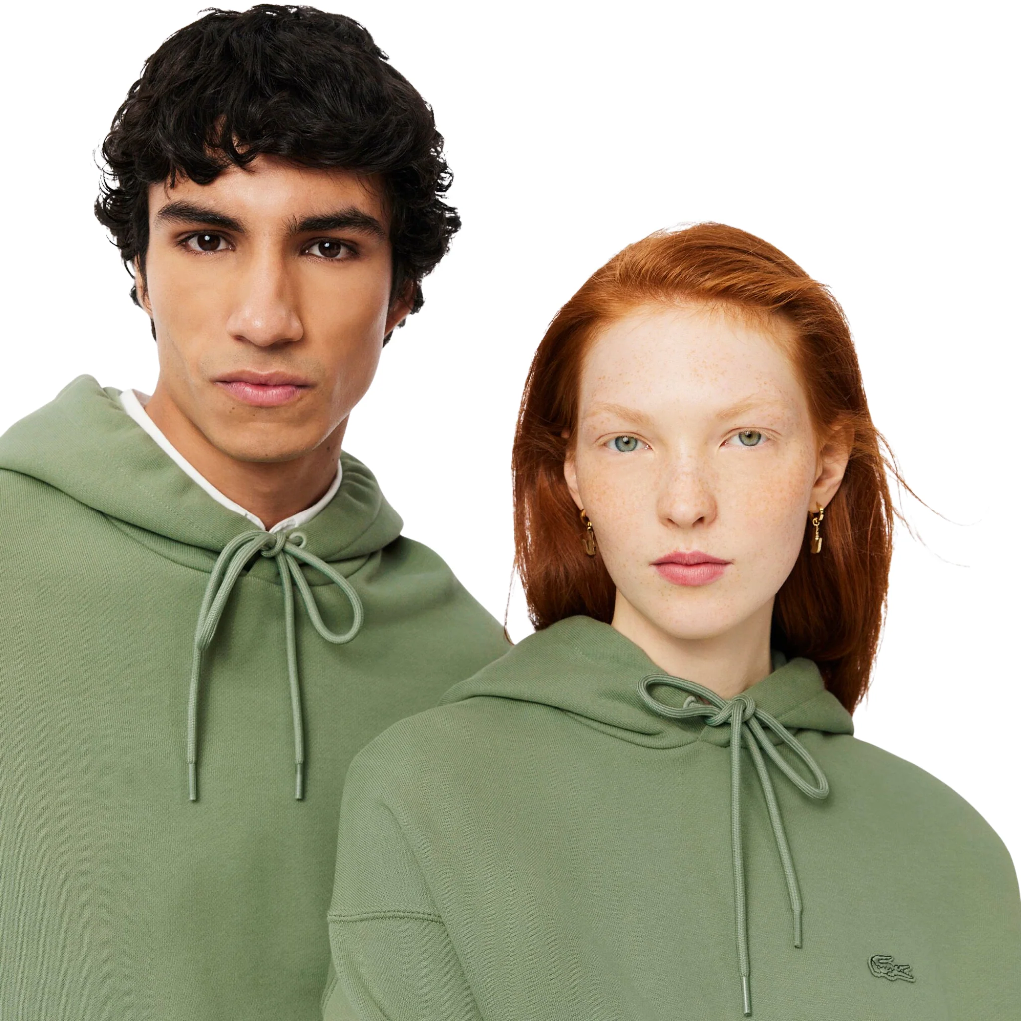 Mens Lacoste Sage Green Heavy Fleece Hoodie - Image 5