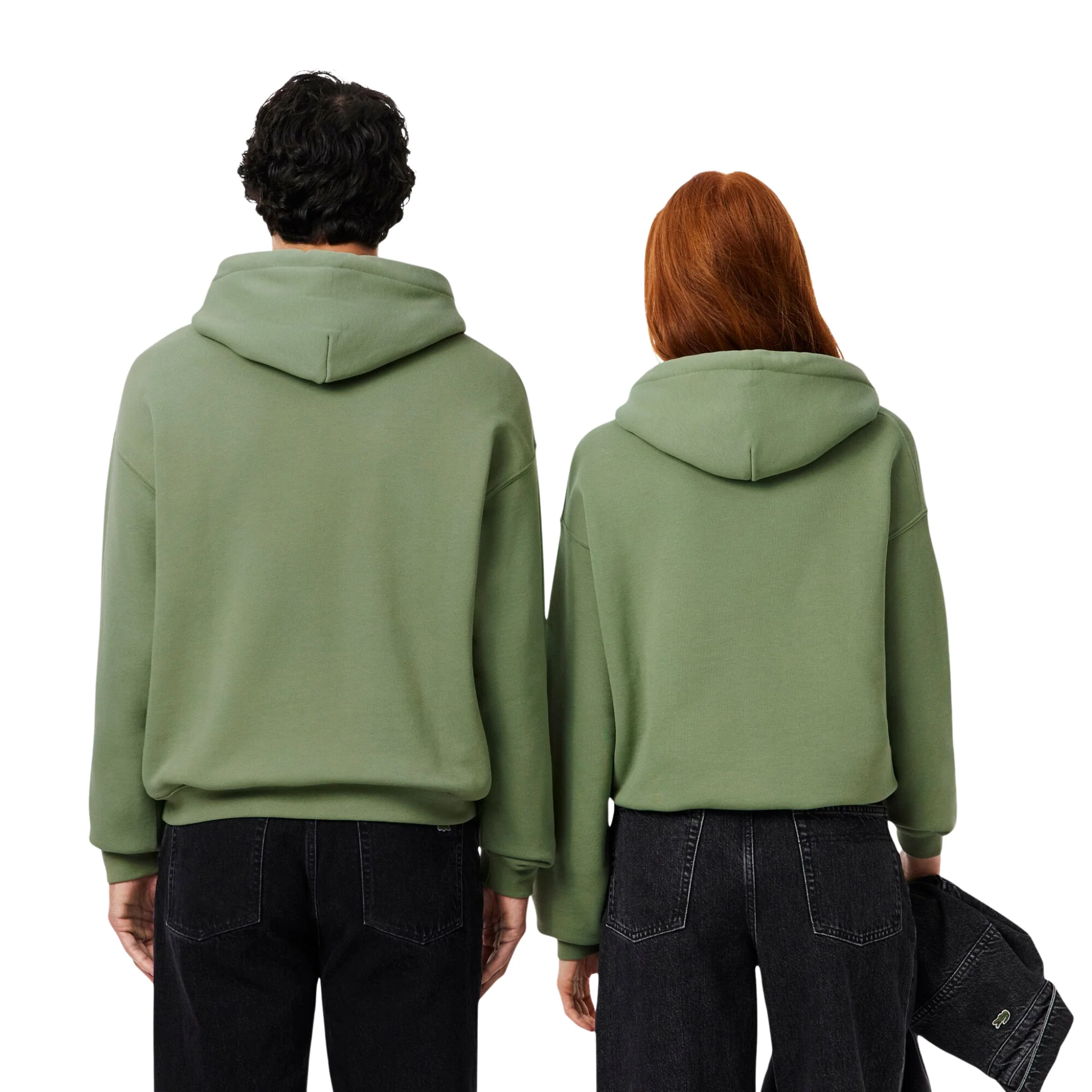 Mens Lacoste Sage Green Heavy Fleece Hoodie - Image 6