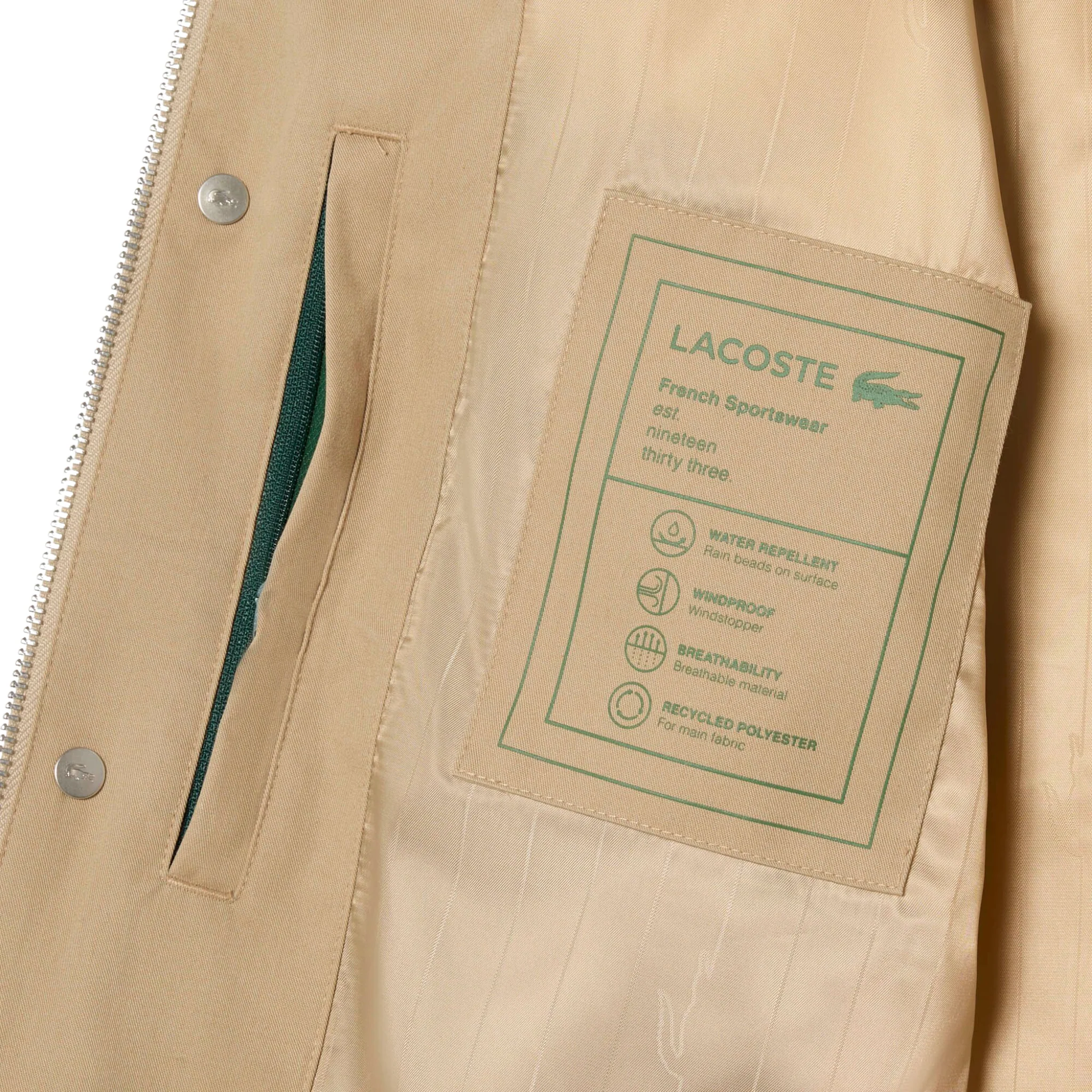 Mens Lacoste Viennese Water-Repellent Twill Harrington Jacket - Image 4