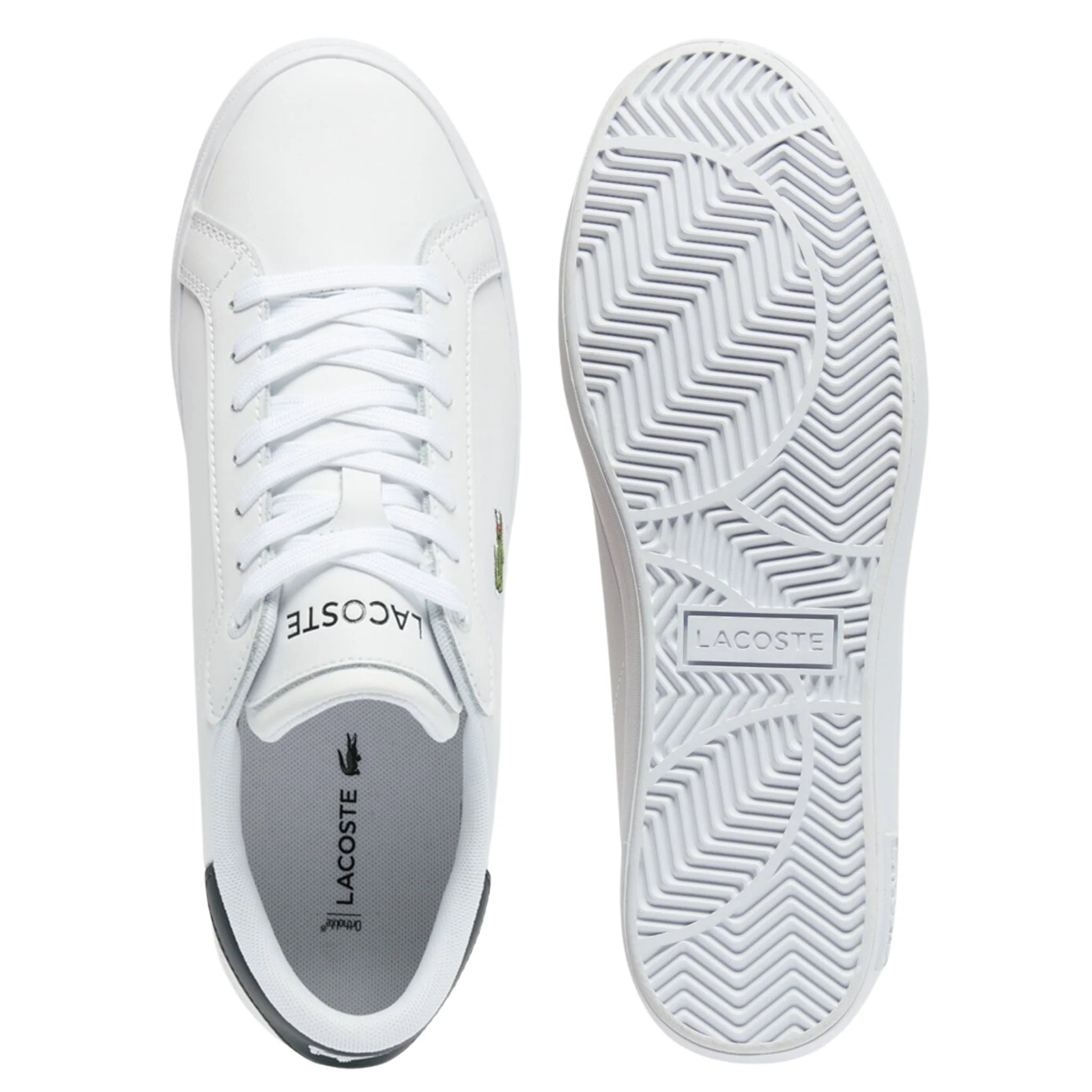 Mens Lacoste White/Dark Green Powercourt Trainers - Image 3