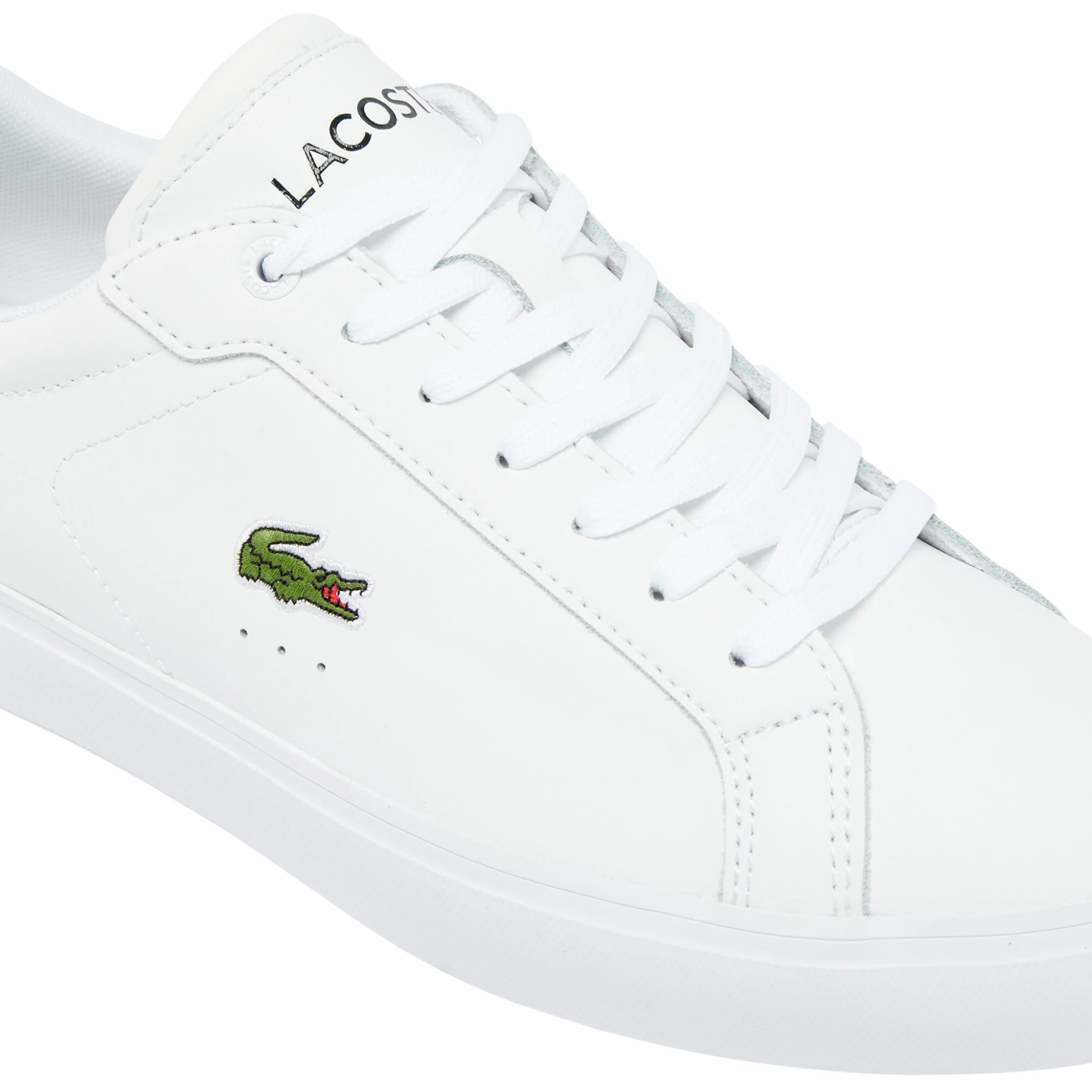 Mens Lacoste White/Dark Green Powercourt Trainers - Image 4