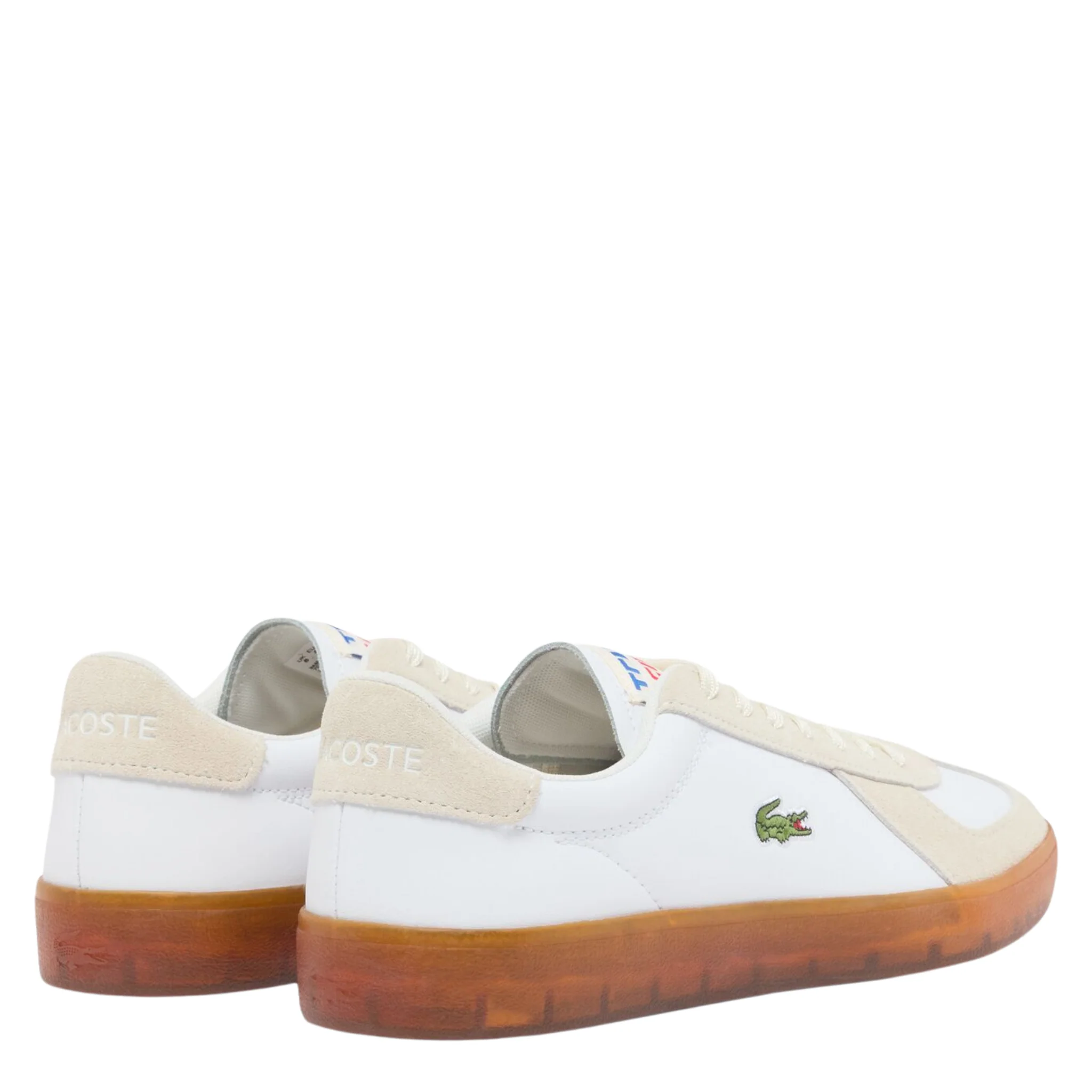 Mens Lacoste White/Gum Baseshot Pro Suede Trainers - Image 3