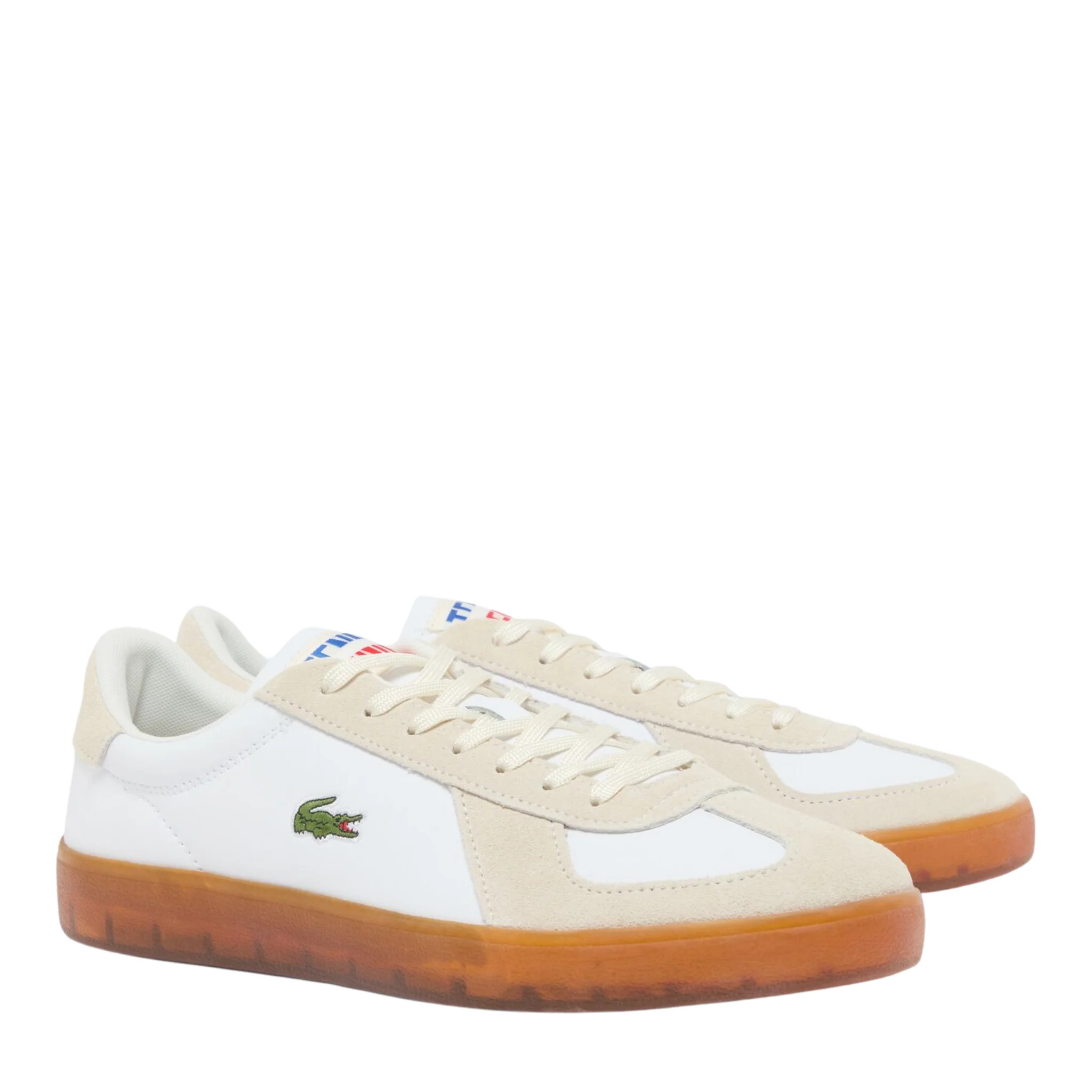Mens Lacoste White/Gum Baseshot Pro Suede Trainers - Image 4