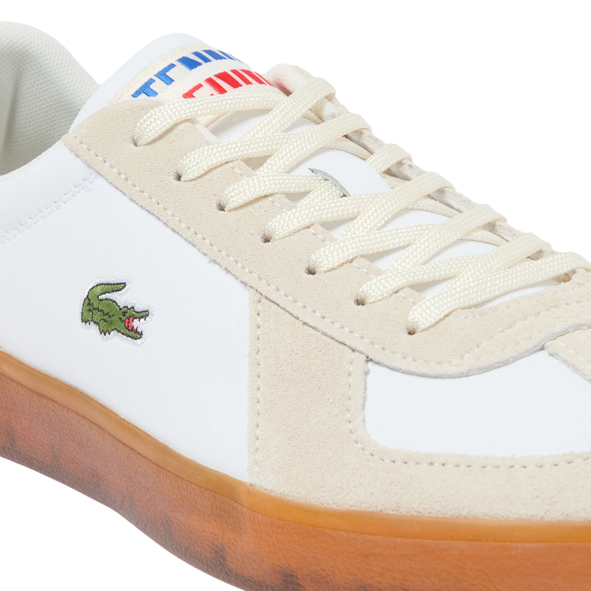 Mens Lacoste White/Gum Baseshot Pro Suede Trainers - Image 6
