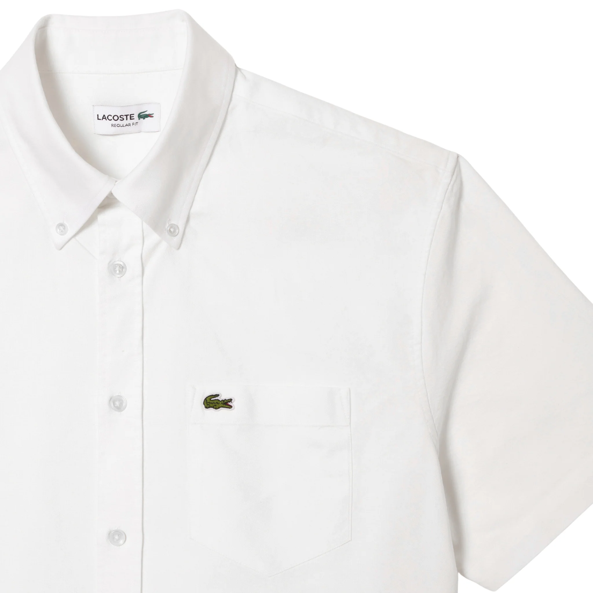 Mens Lacoste White Oxford Casual S/s Shirt - Image 2
