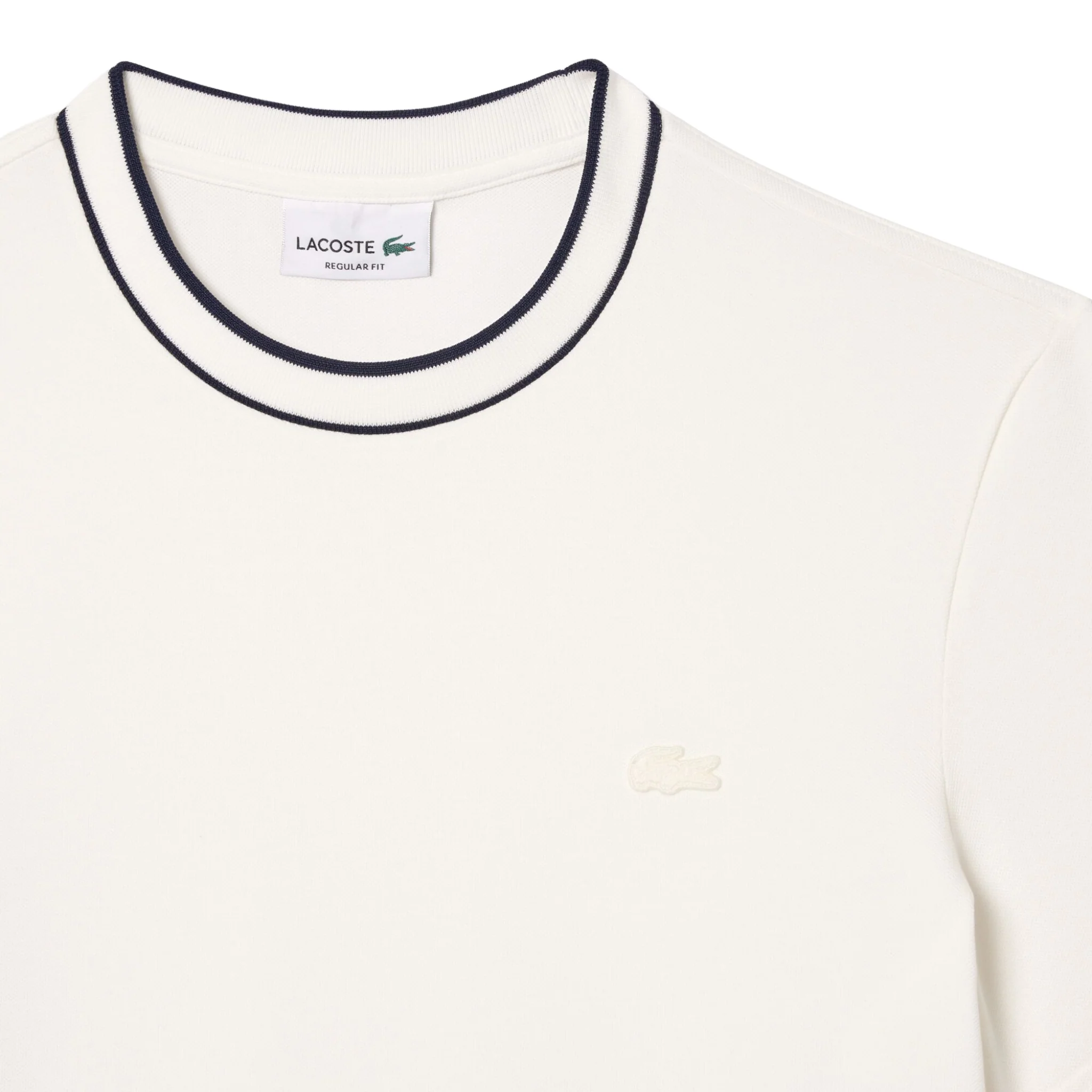 Mens Lacoste White Stretch Pique Stripe Collar S/s T Shirt - Image 2