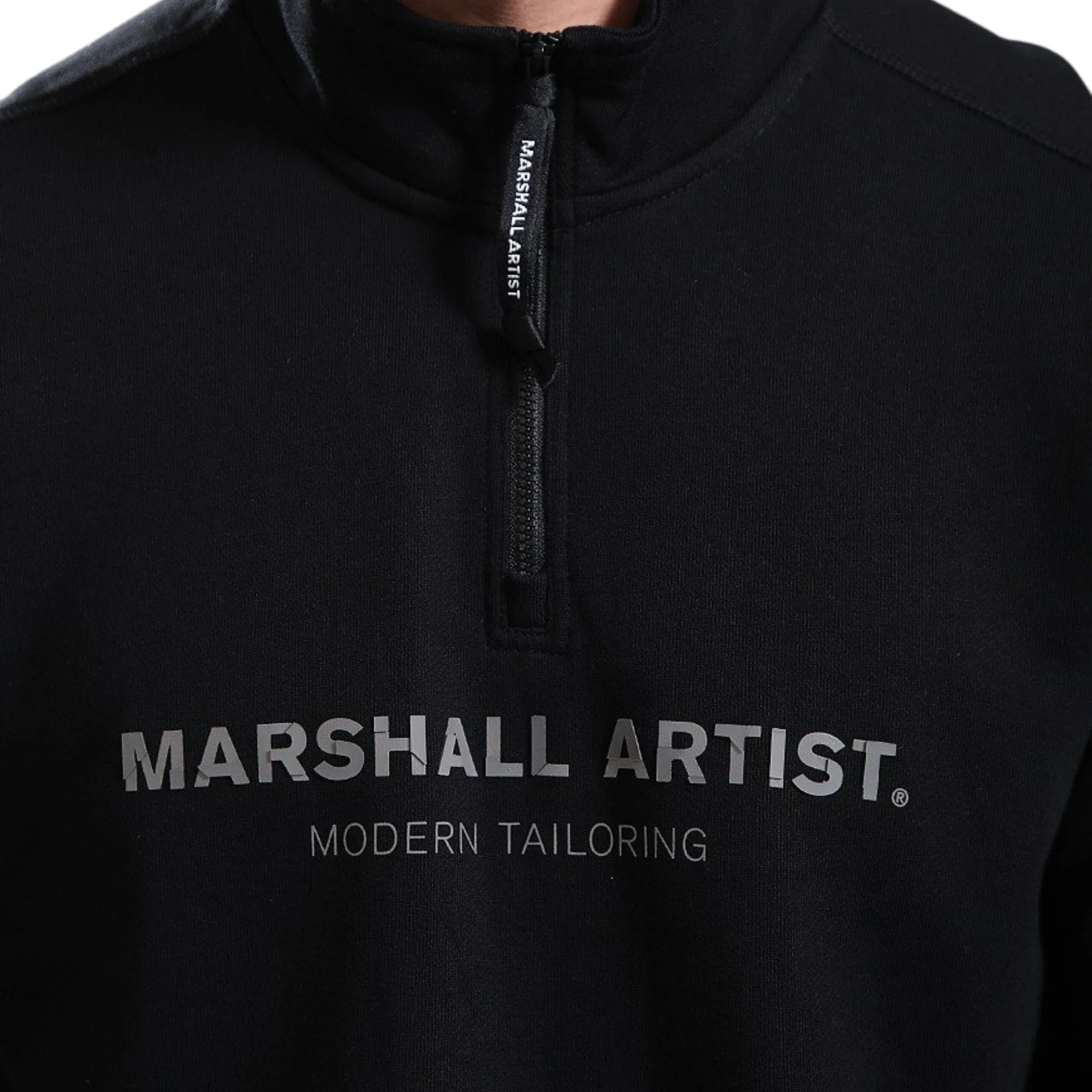 Mens Marshall Artist Black Microsphere 1/4 Zip Sweatshirt - Image 2