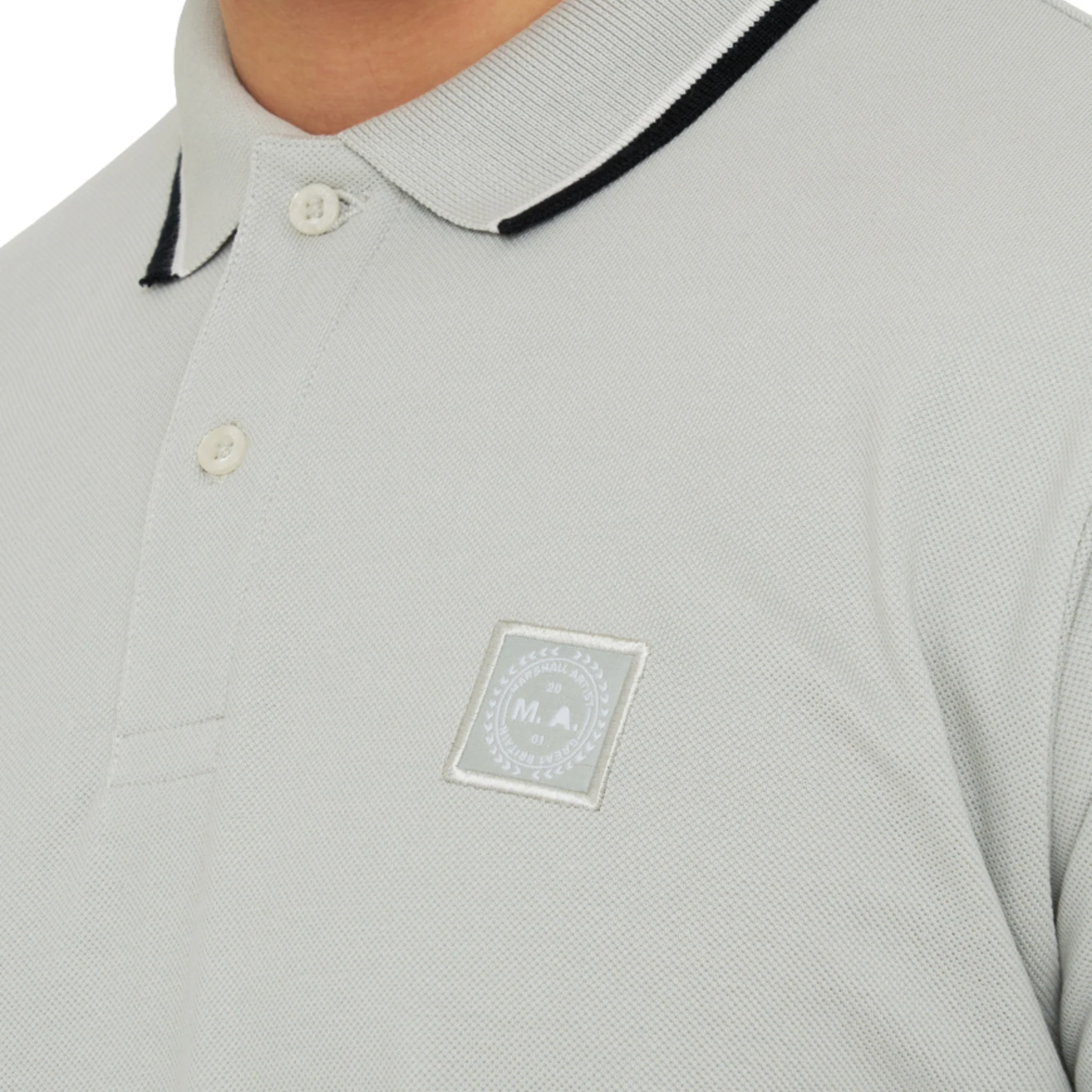 Mens Marshall Artist Dove Grey Tipped S/s Polo Shirt - Image 2