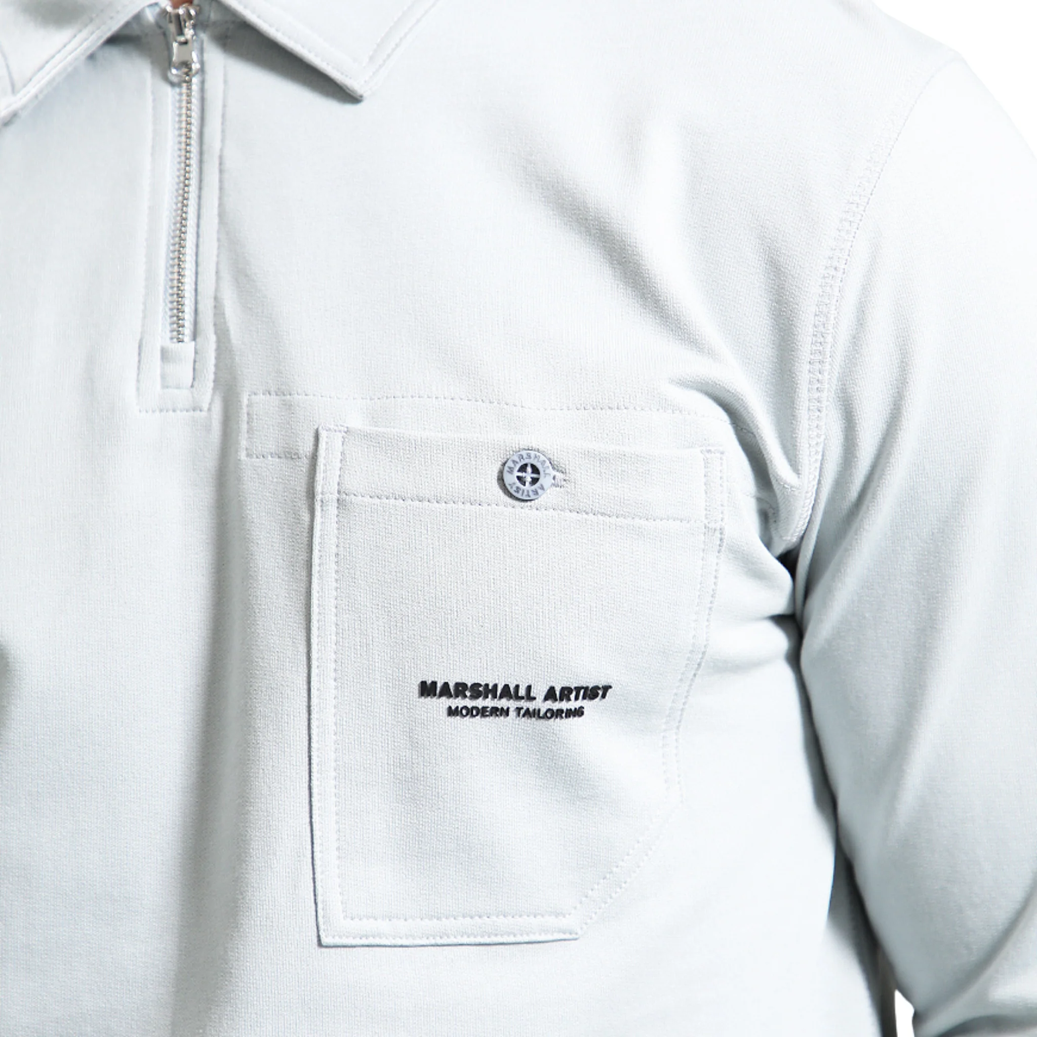 Mens Marshall Artist Ghost Grey Stratton L/s Polo Shirt - Image 3