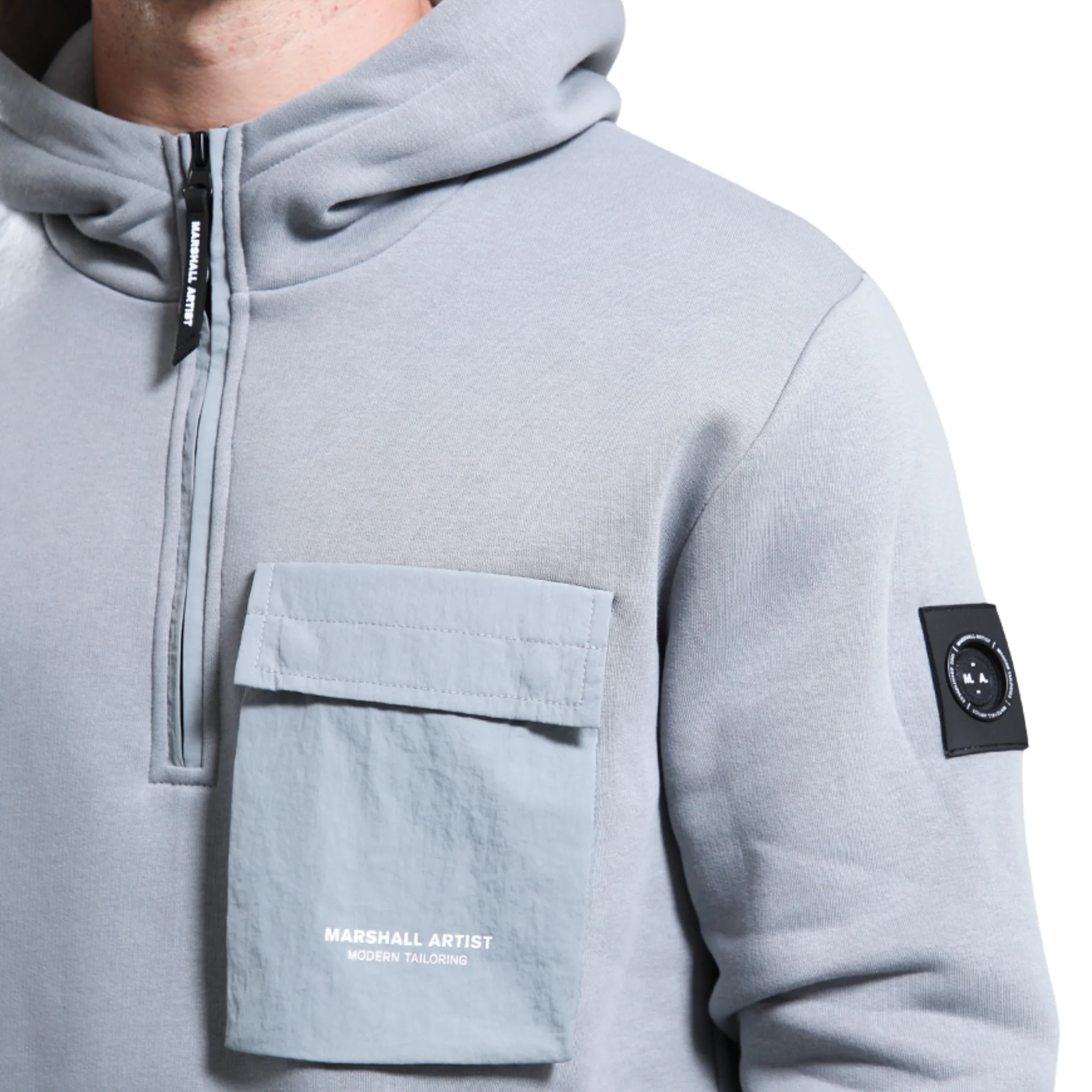 Mens Marshall Artist Monument Grey Crux 1/4 Zip Hoodie - Image 3