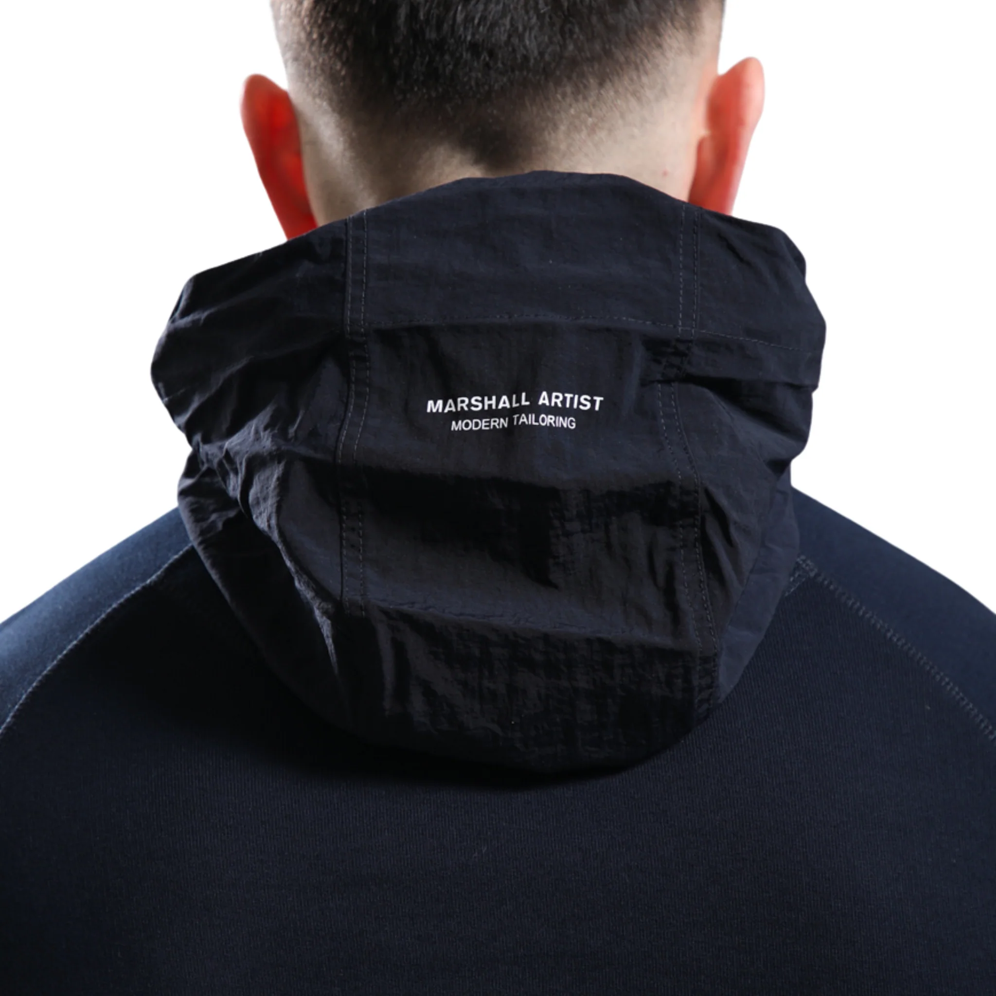 Mens Marshall Artist Navy Stanford 1/4 Zip Hood Sweatshirt - Image 2