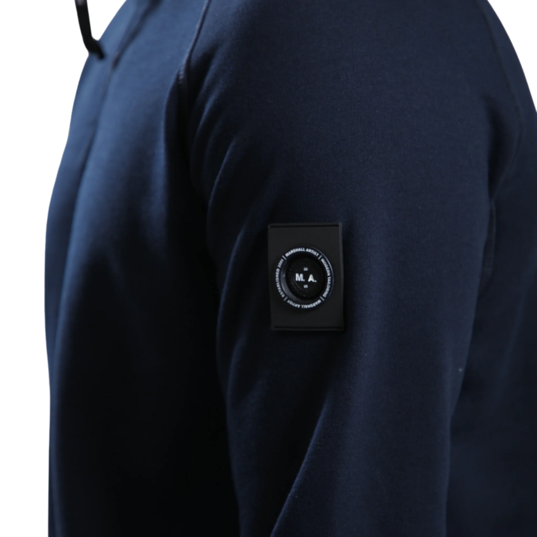 Mens Marshall Artist Navy Stanford 1/4 Zip Hood Sweatshirt - Image 3