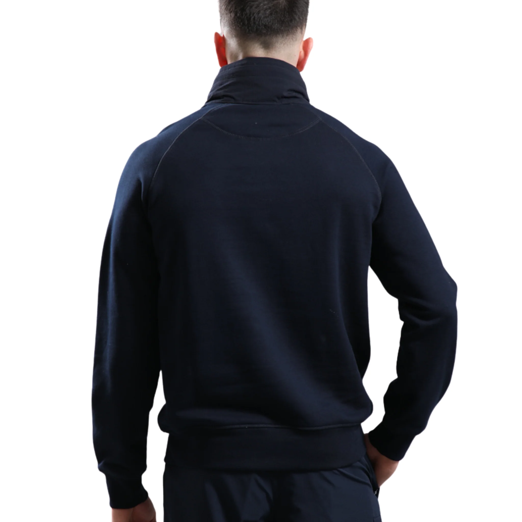 Mens Marshall Artist Navy Stanford 1/4 Zip Hood Sweatshirt - Image 4