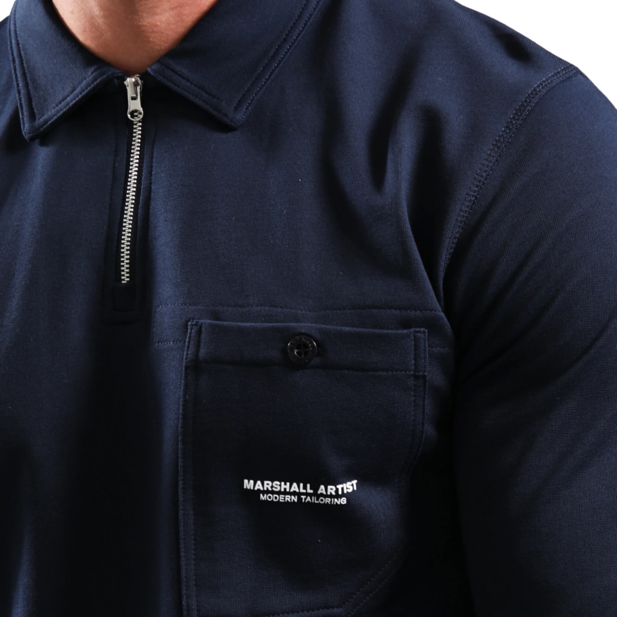 Mens Marshall Artist Navy Stratton L/s Polo Shirt - Image 2