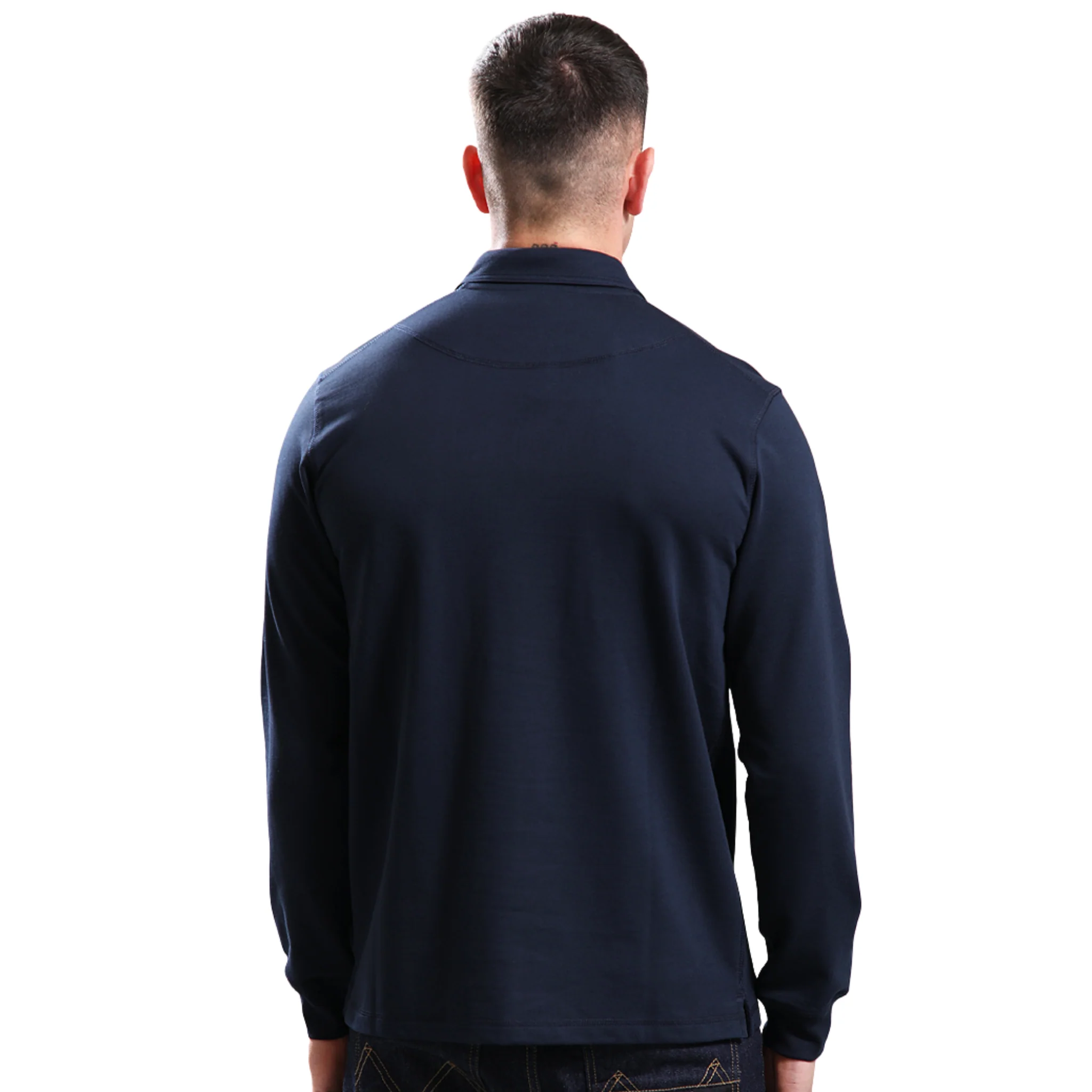 Mens Marshall Artist Navy Stratton L/s Polo Shirt - Image 3
