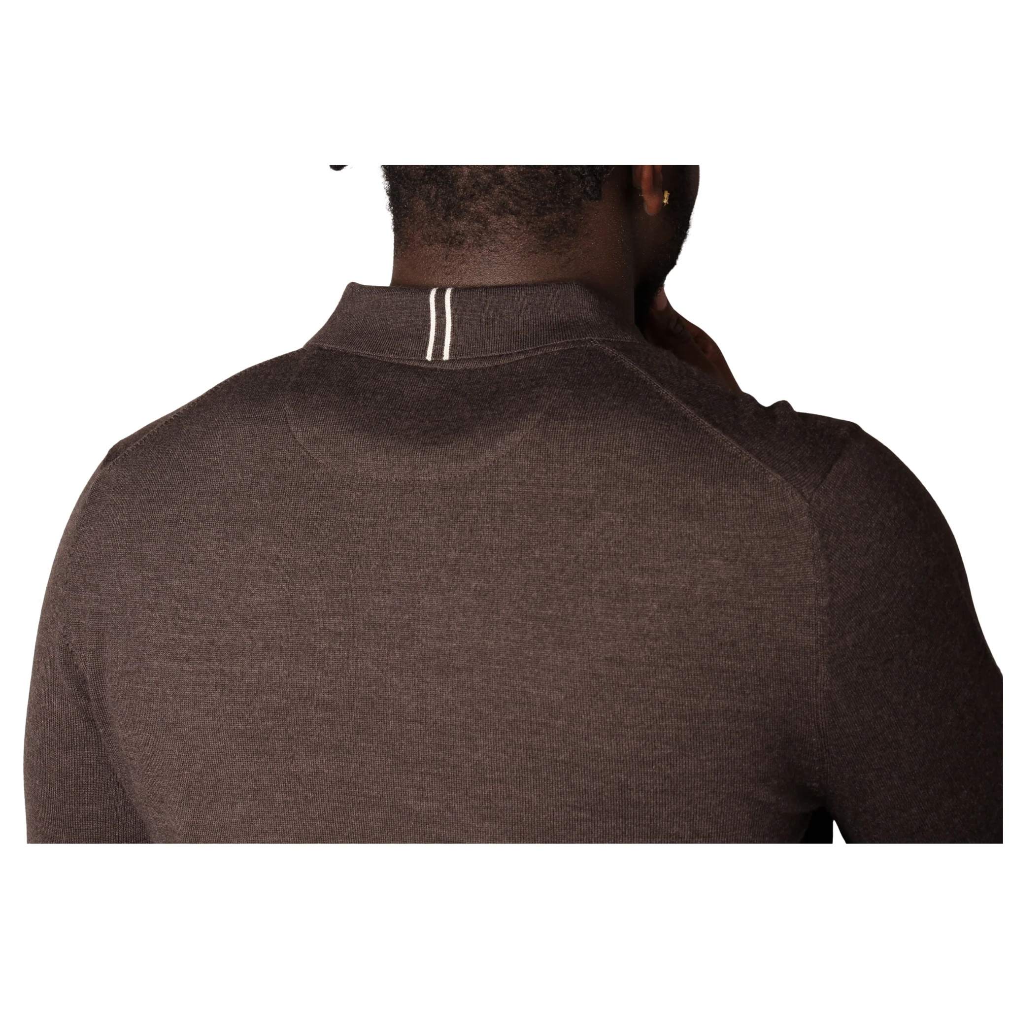 Mens Mercery Coffee Beddington Merino Zip L/s Polo - Image 4