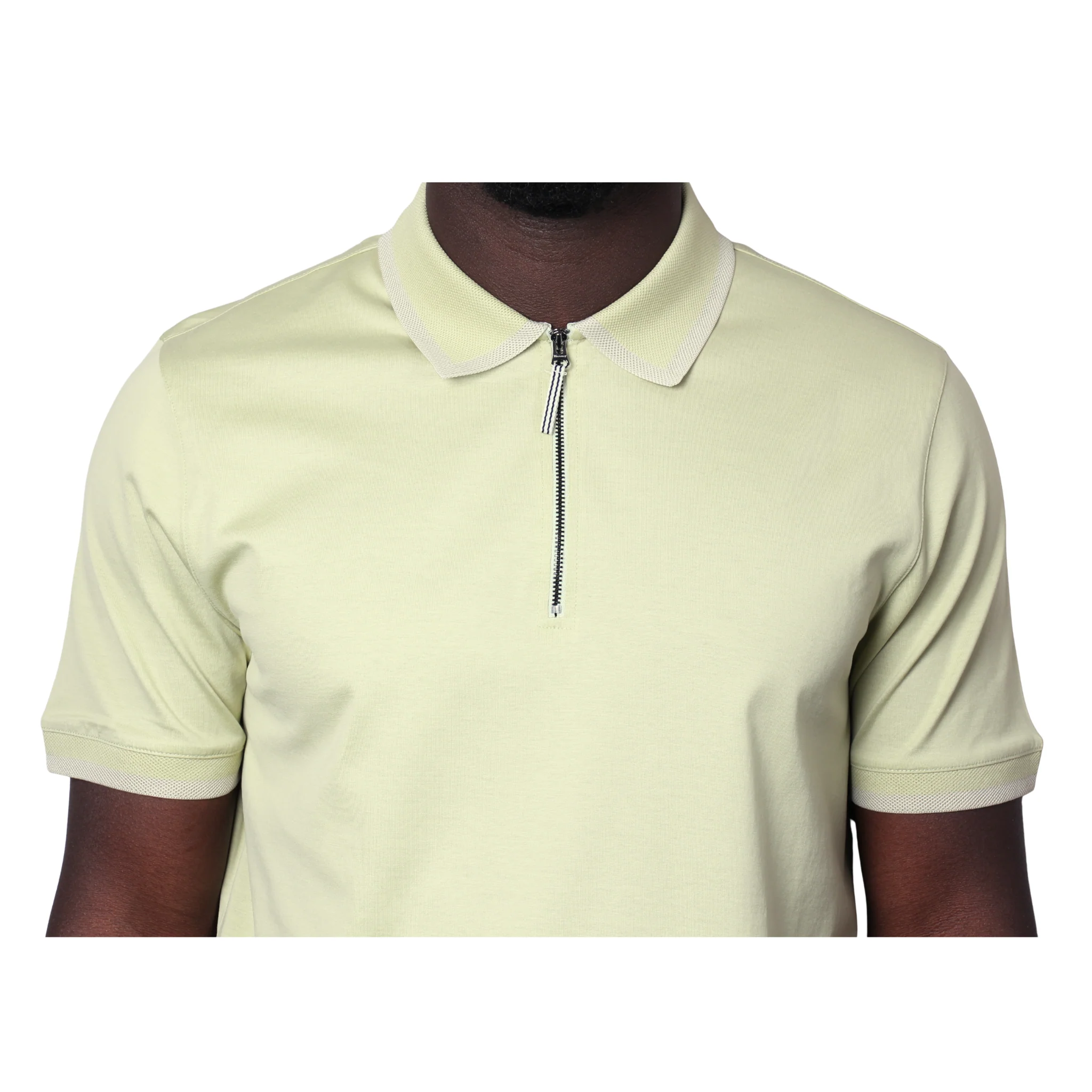 Mens Mercery Light Sage Regal Zip Neck S/s Polo Shirt - Image 4