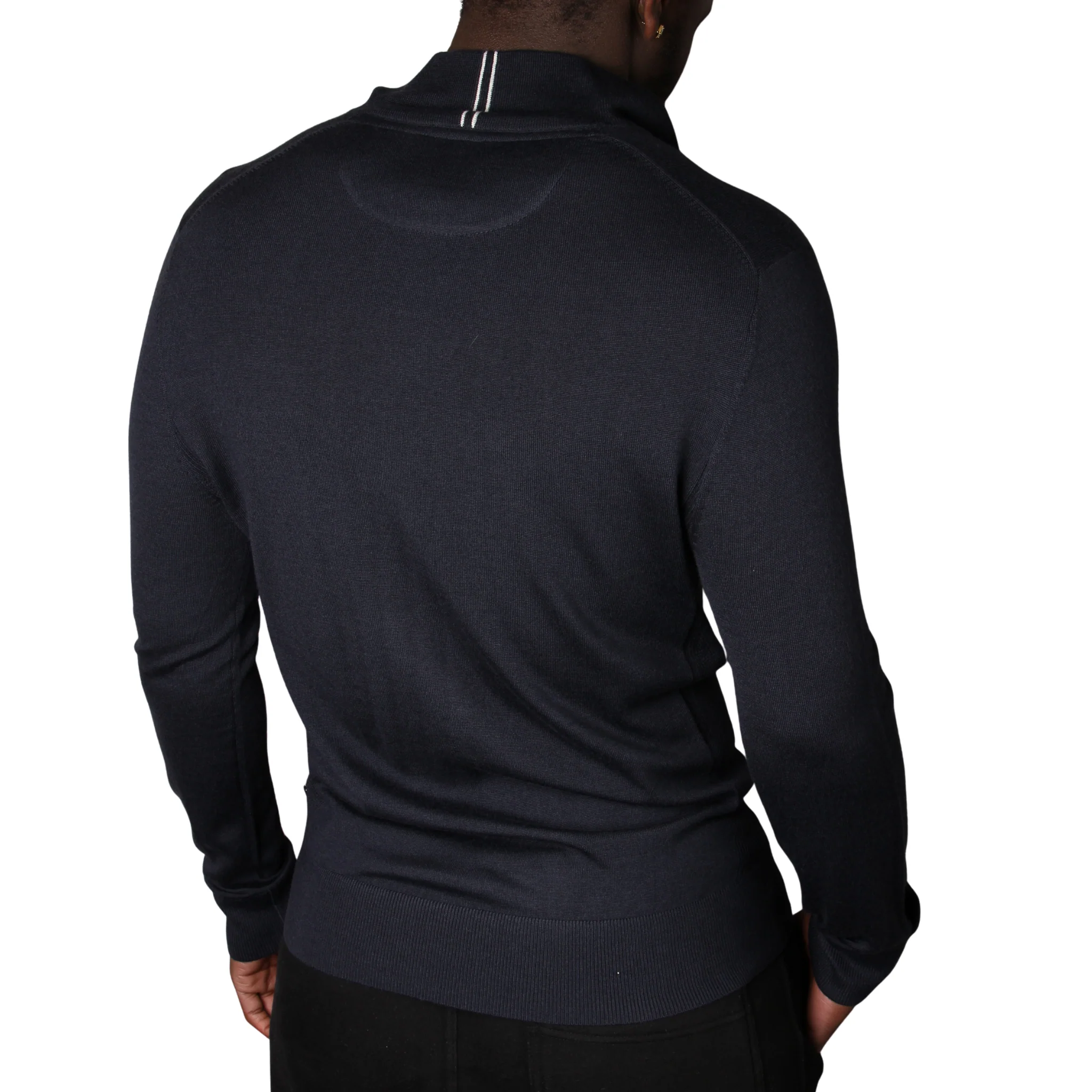 Mens Mercery Navy Archway Merino Half Zip Knit - Image 2