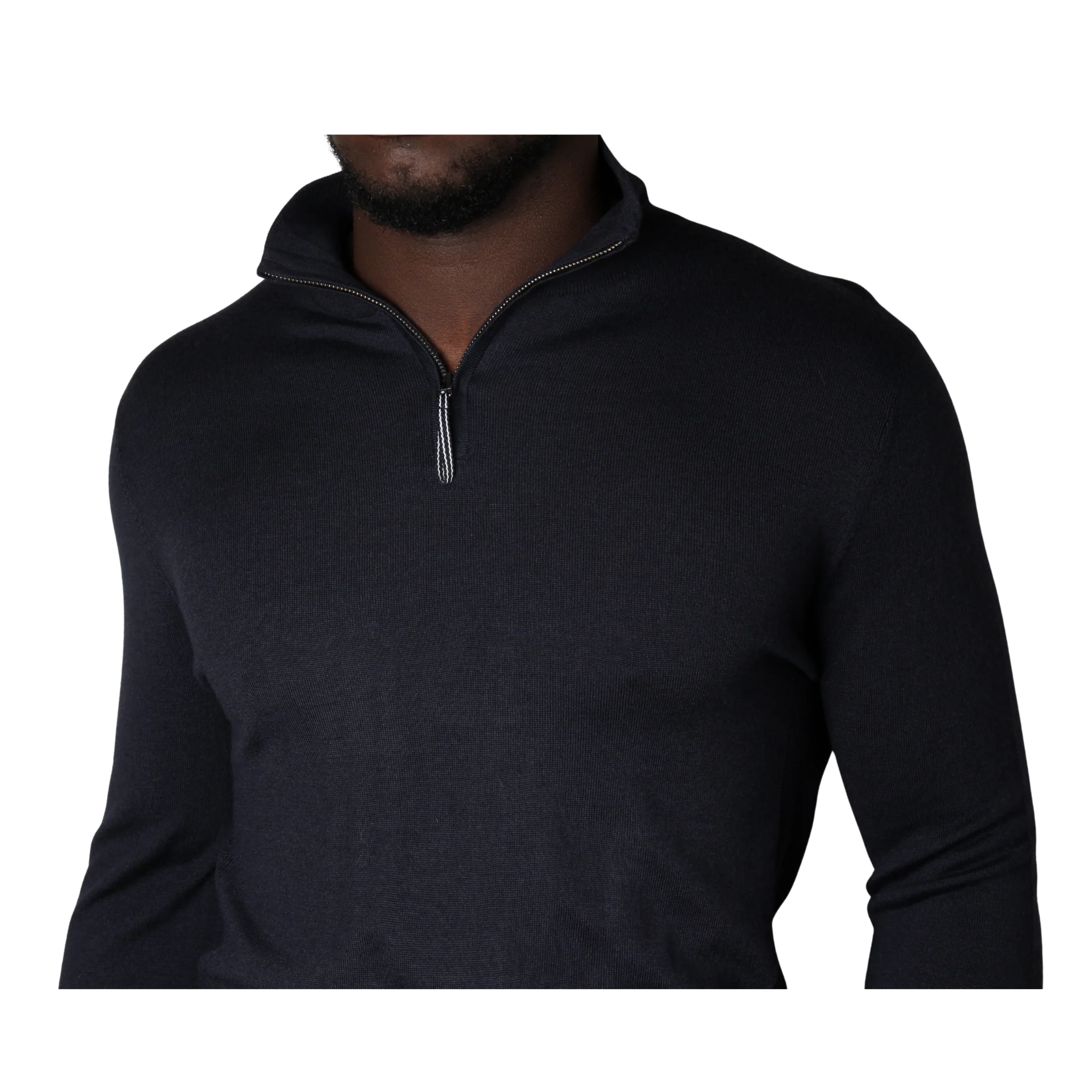 Mens Mercery Navy Archway Merino Half Zip Knit - Image 3