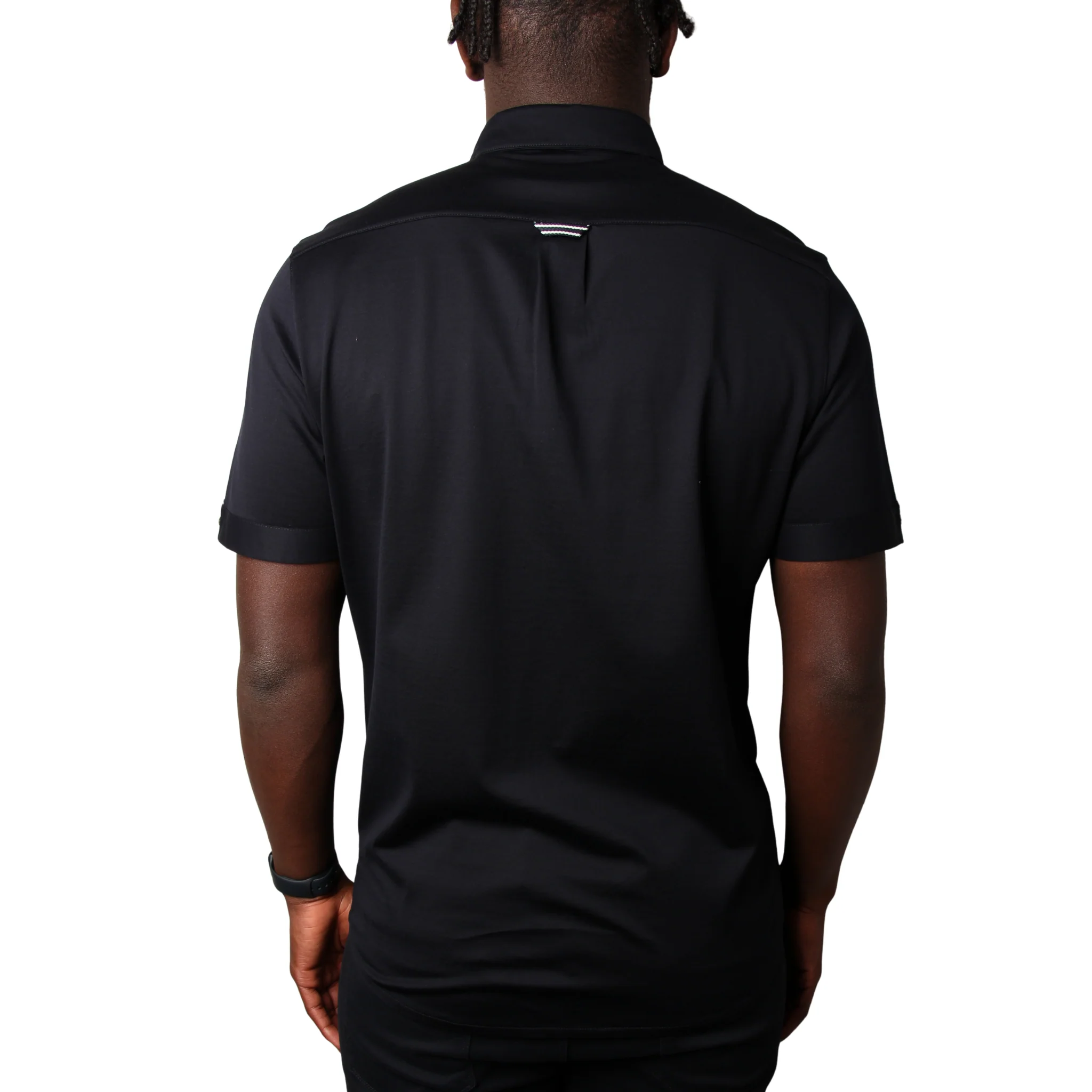 Mens Mercery Navy Regal Zip Neck S/s Polo Shirt - Image 4