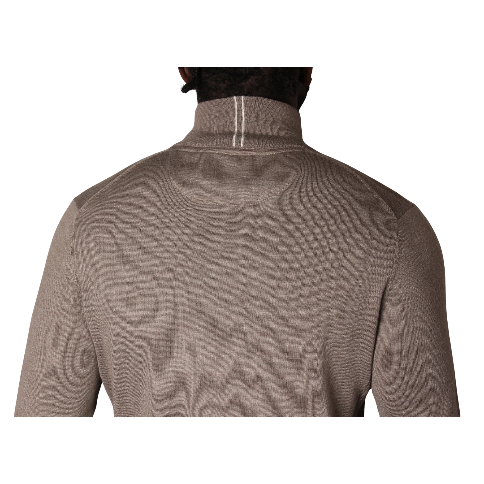Mens Mercery Oatmeal Archway Merino Half Zip Knit - Image 4